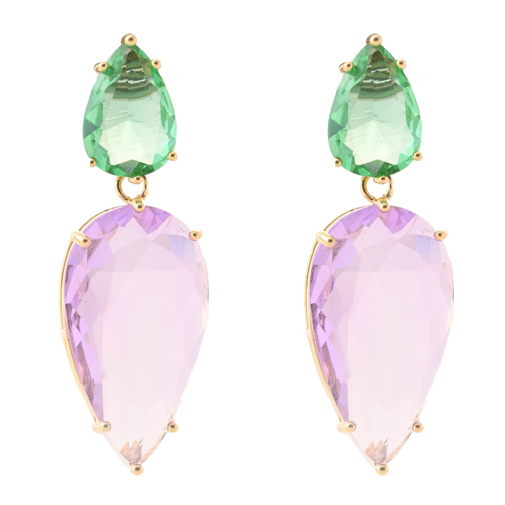 Two-Tone Teardrop Crystal Earrings