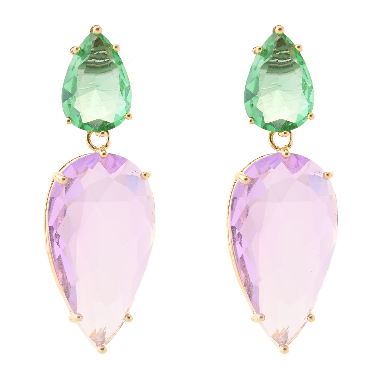 Two-Tone Teardrop Crystal Earrings