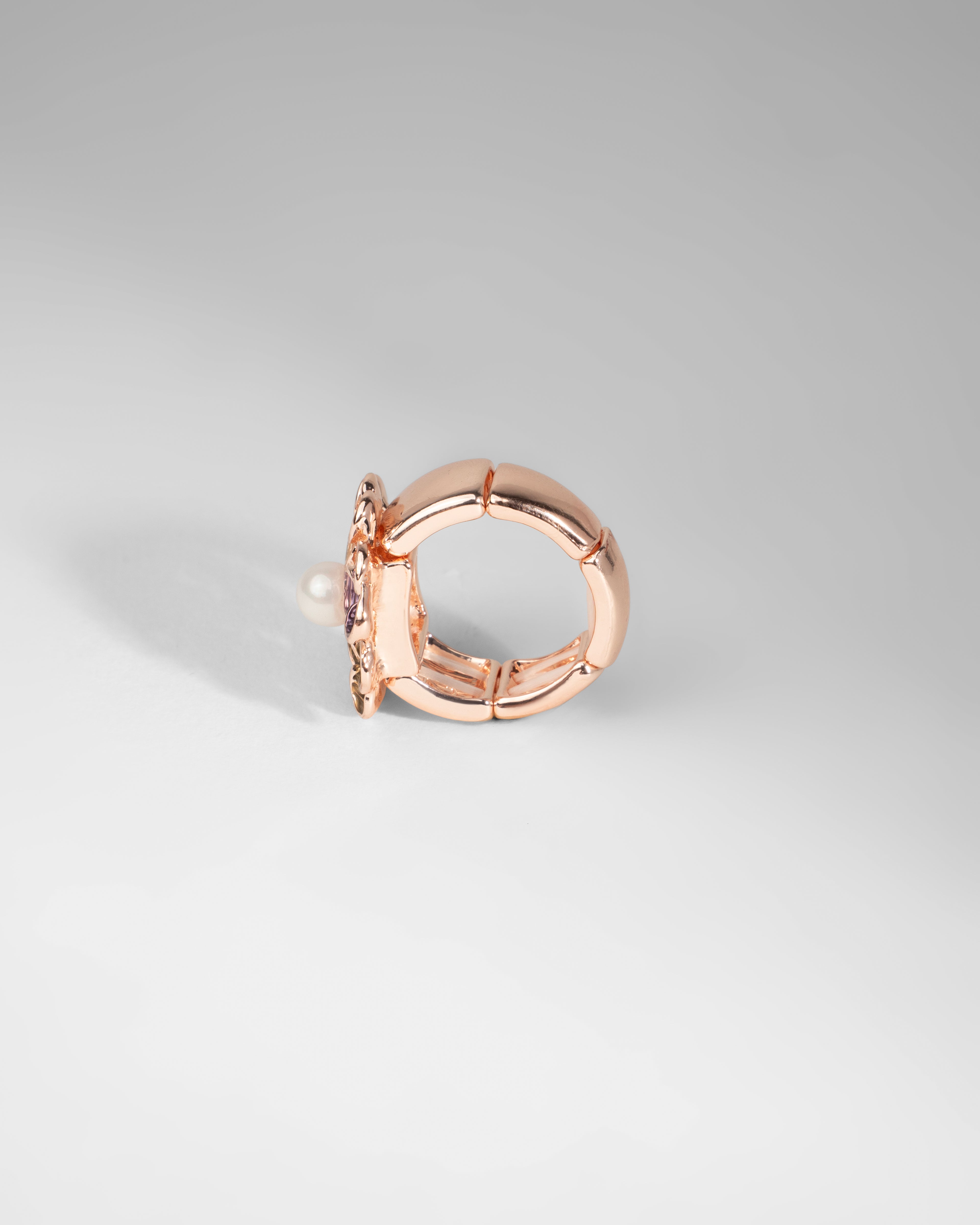 Multicolor Floral Elegance Ring with Central Pearl