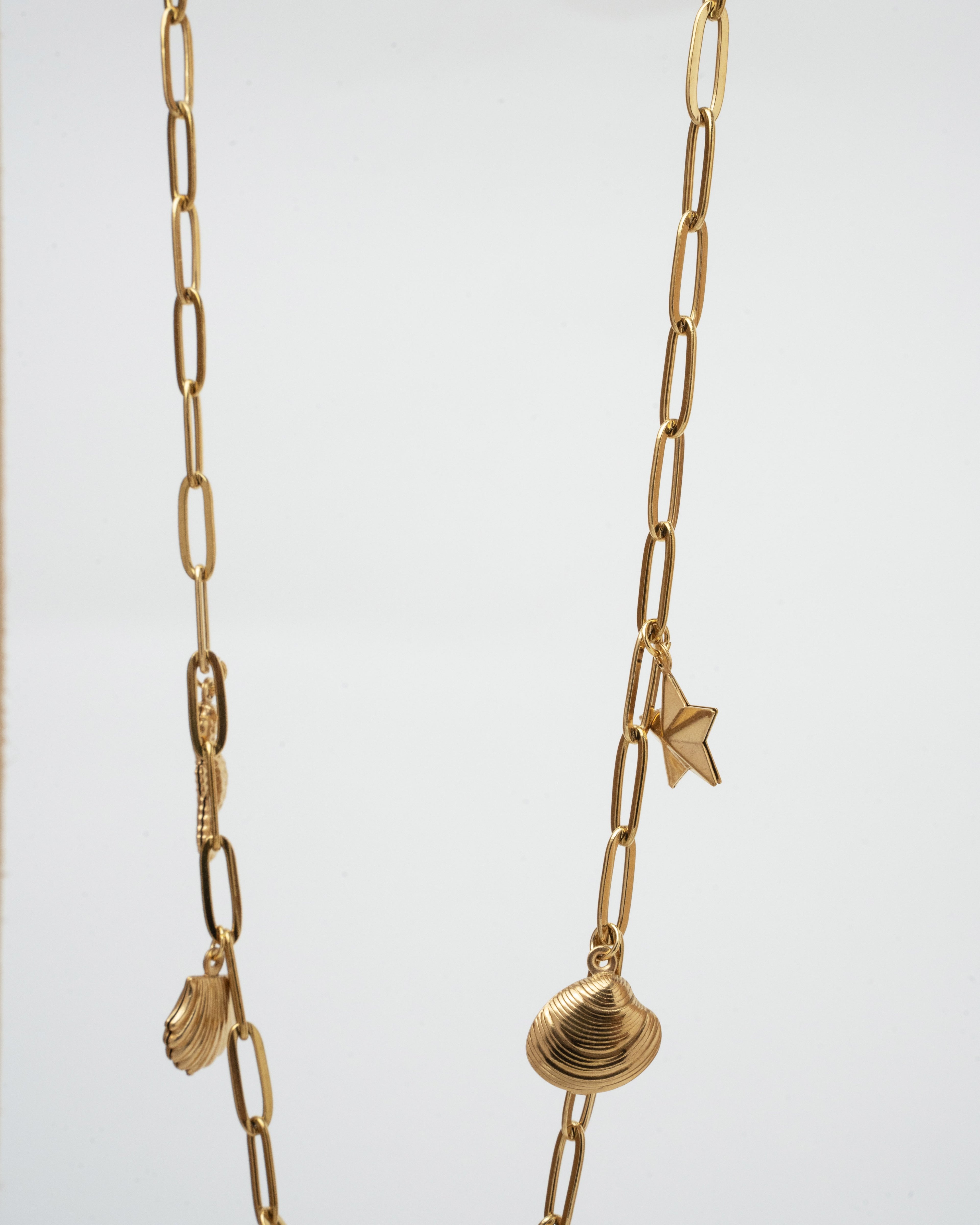 Elegant Ocean-Themed Gold Charm Necklace