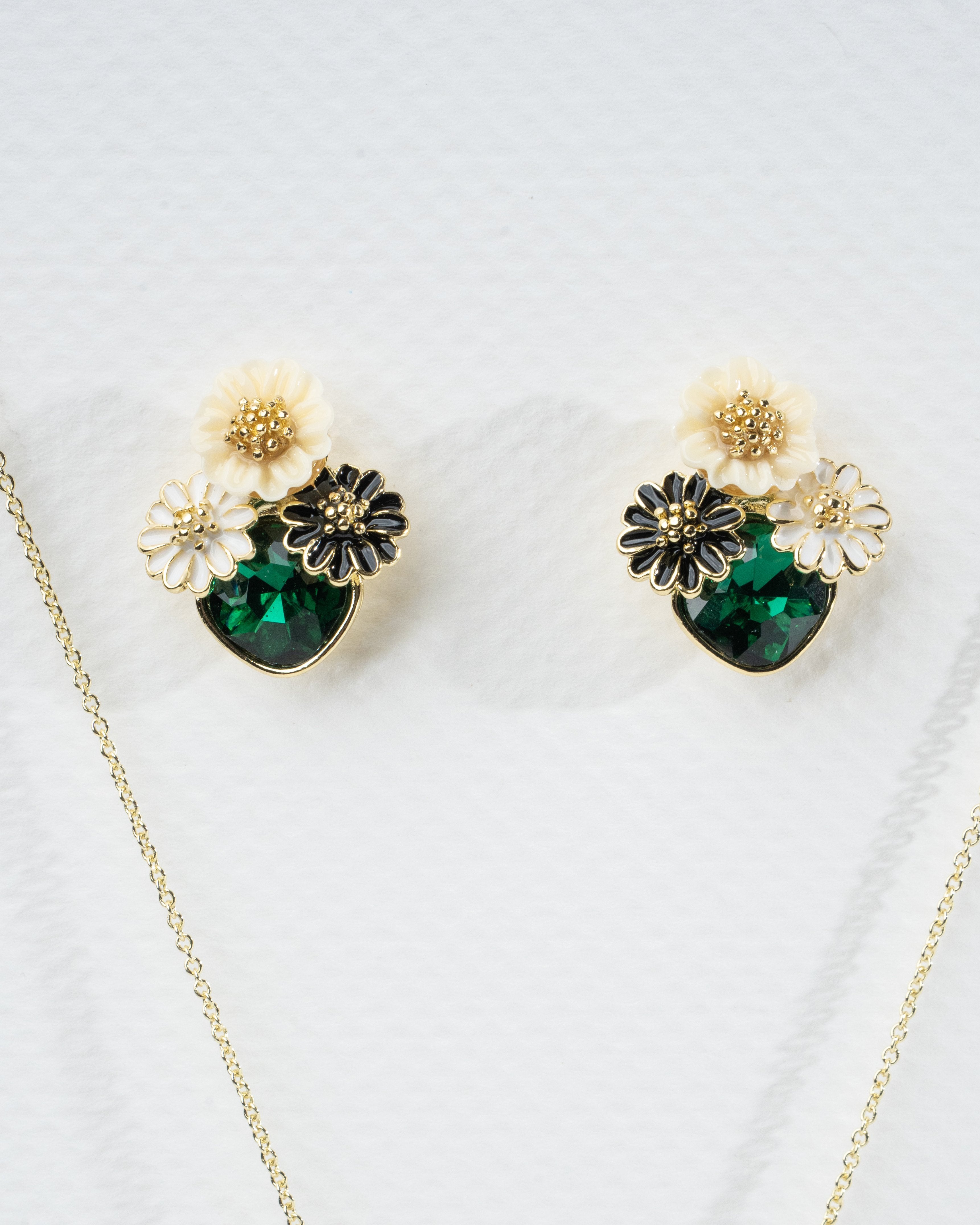 Elegant Floral Charm Necklace and Earring Set