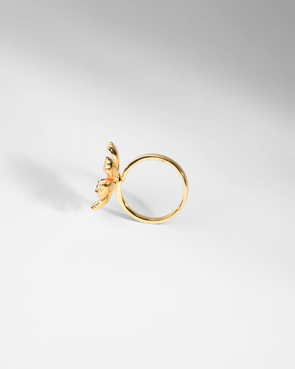 Elegant Gold-Plated Floral Brooch with Enamel Petals