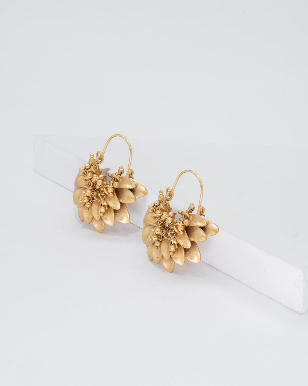 Exquisite Gold Leaf Cluster Earrings