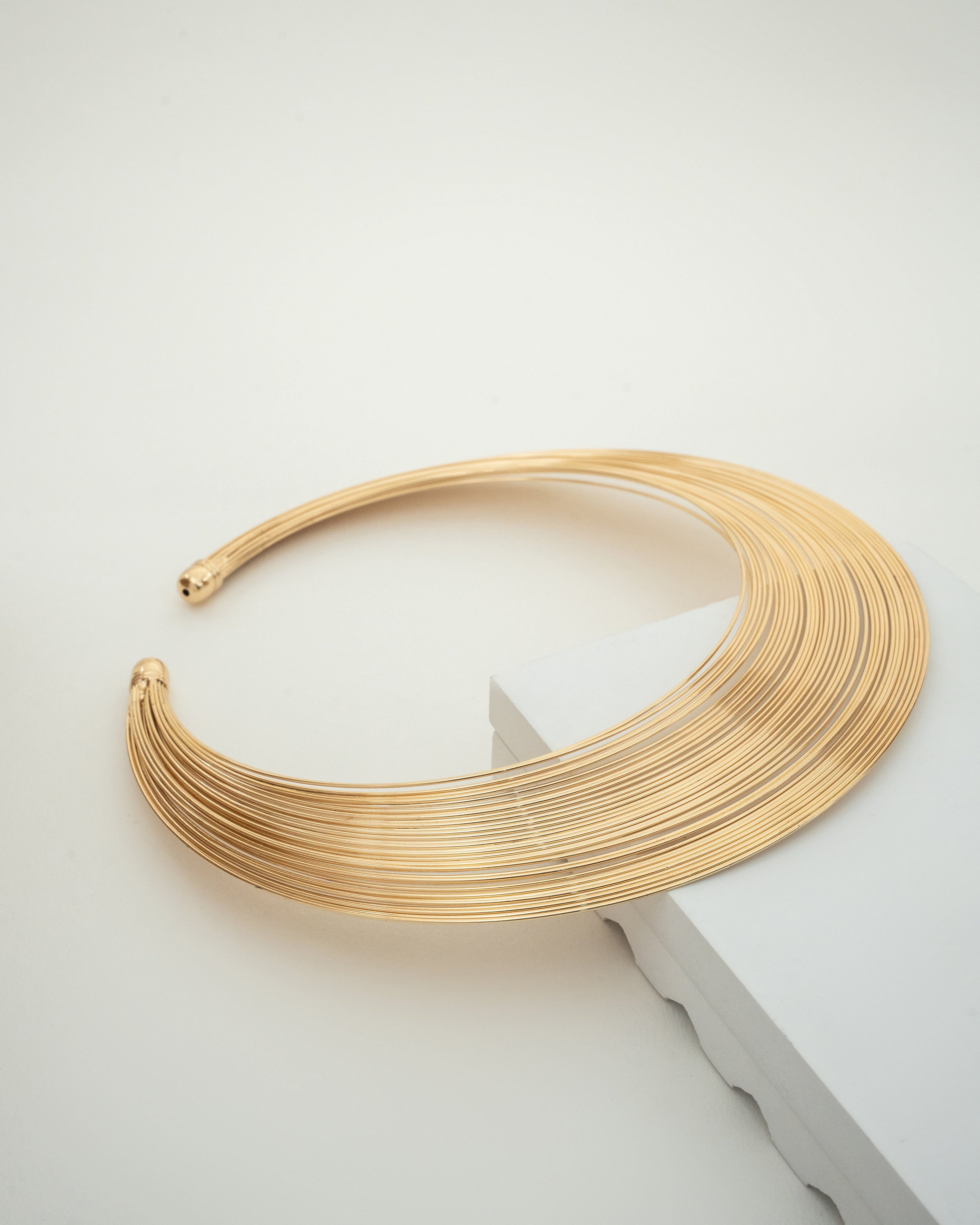 Elegant Gold-Plated Multi-Strand Collar Necklace