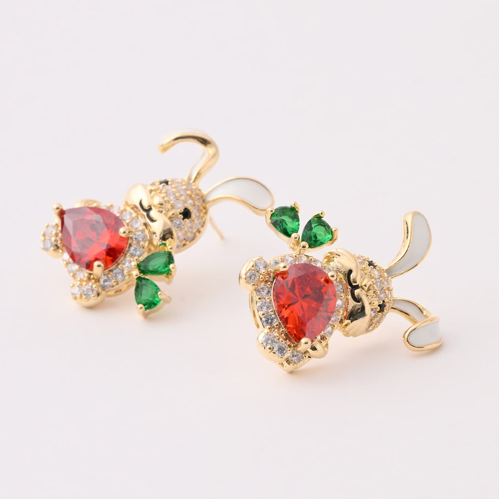 Elegant Gold-Plated Bunny Earrings with Gemstone Accents