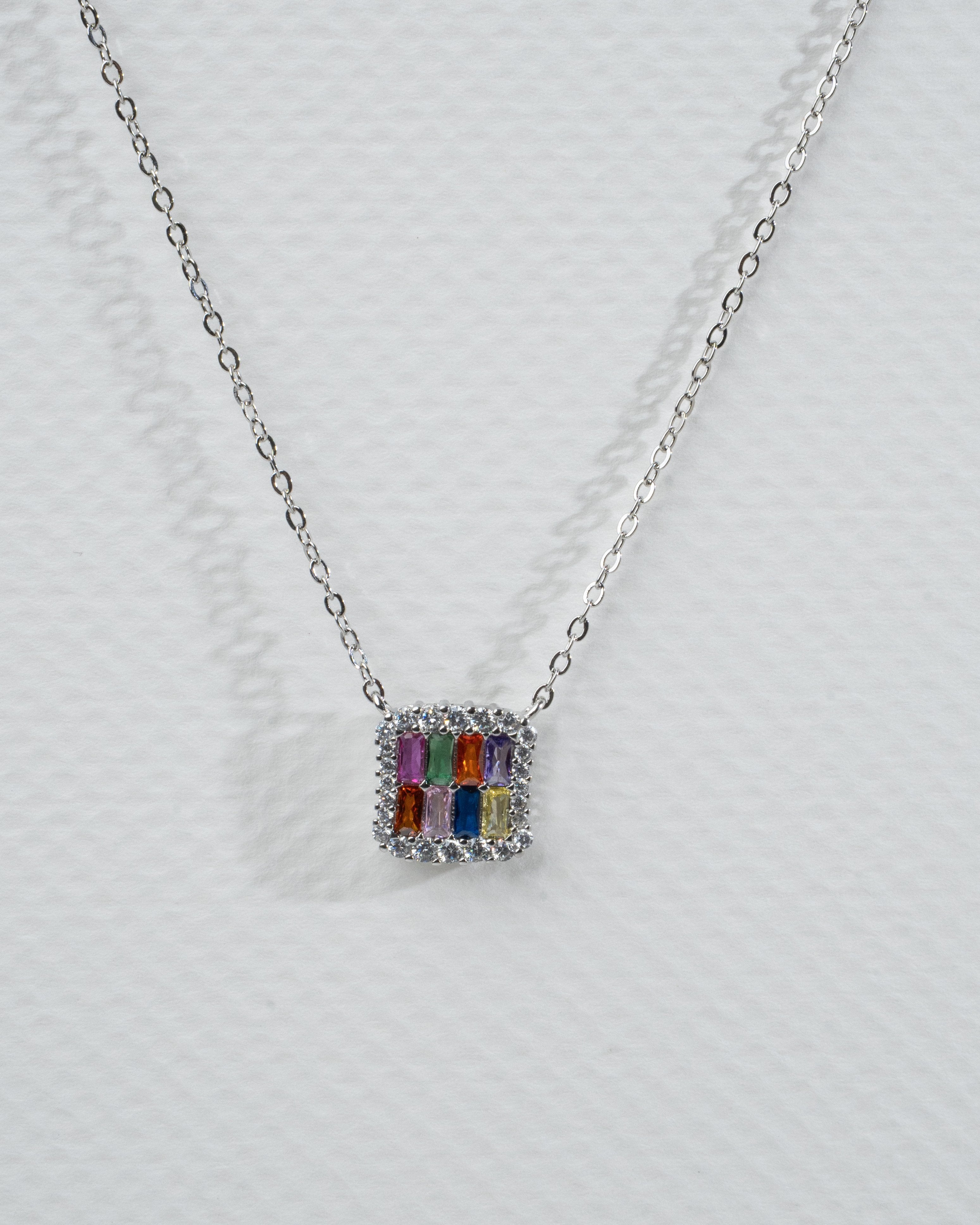 Elegant Multicolor Gemstone Silver Necklace and Earring Set