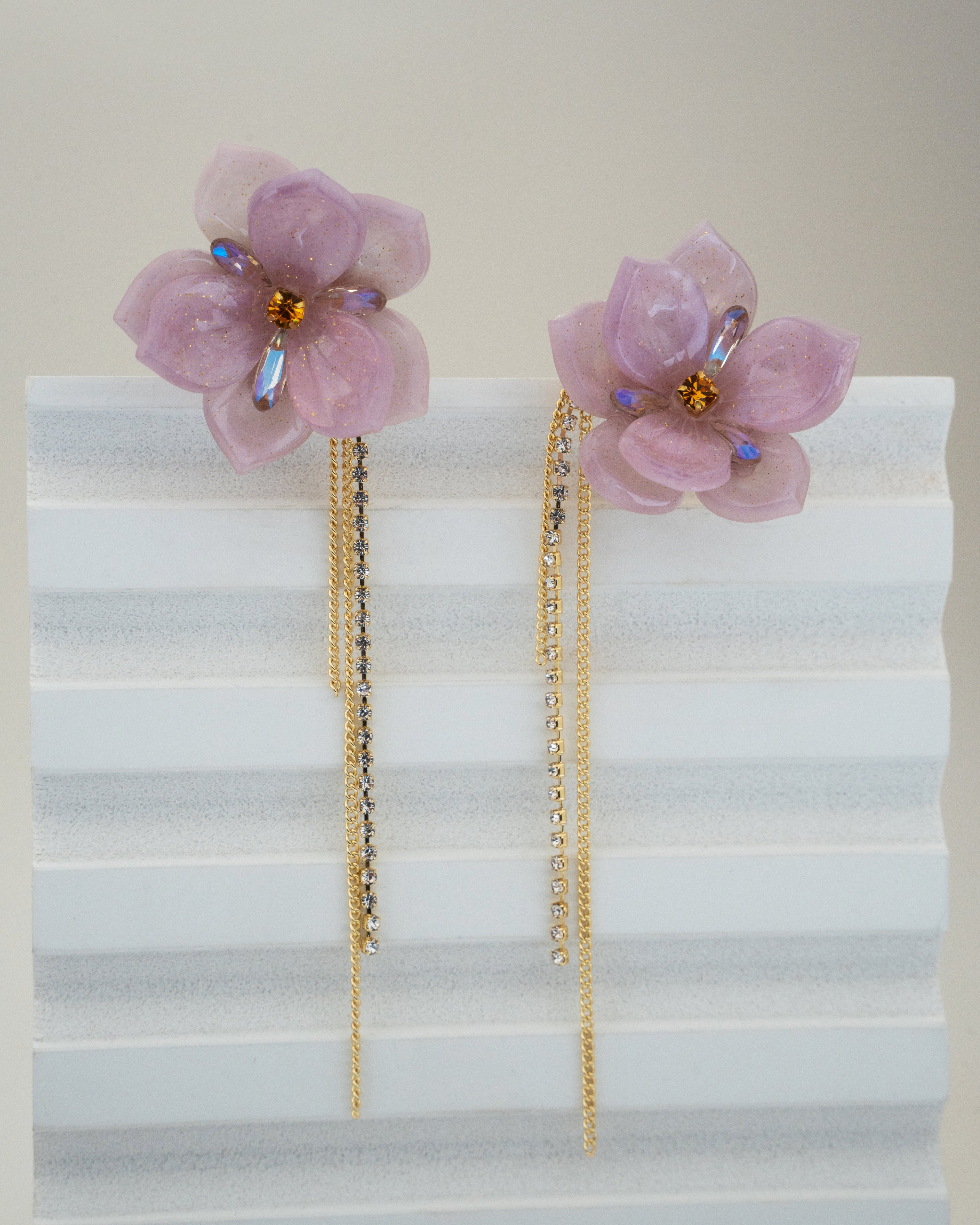 Elegant Blossom Crystal Dangling Earrings