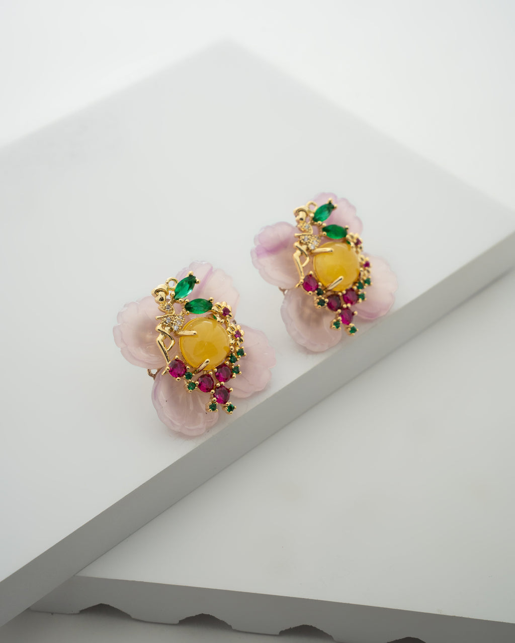 Exquisite Floral-Inspired Gemstone Earrings