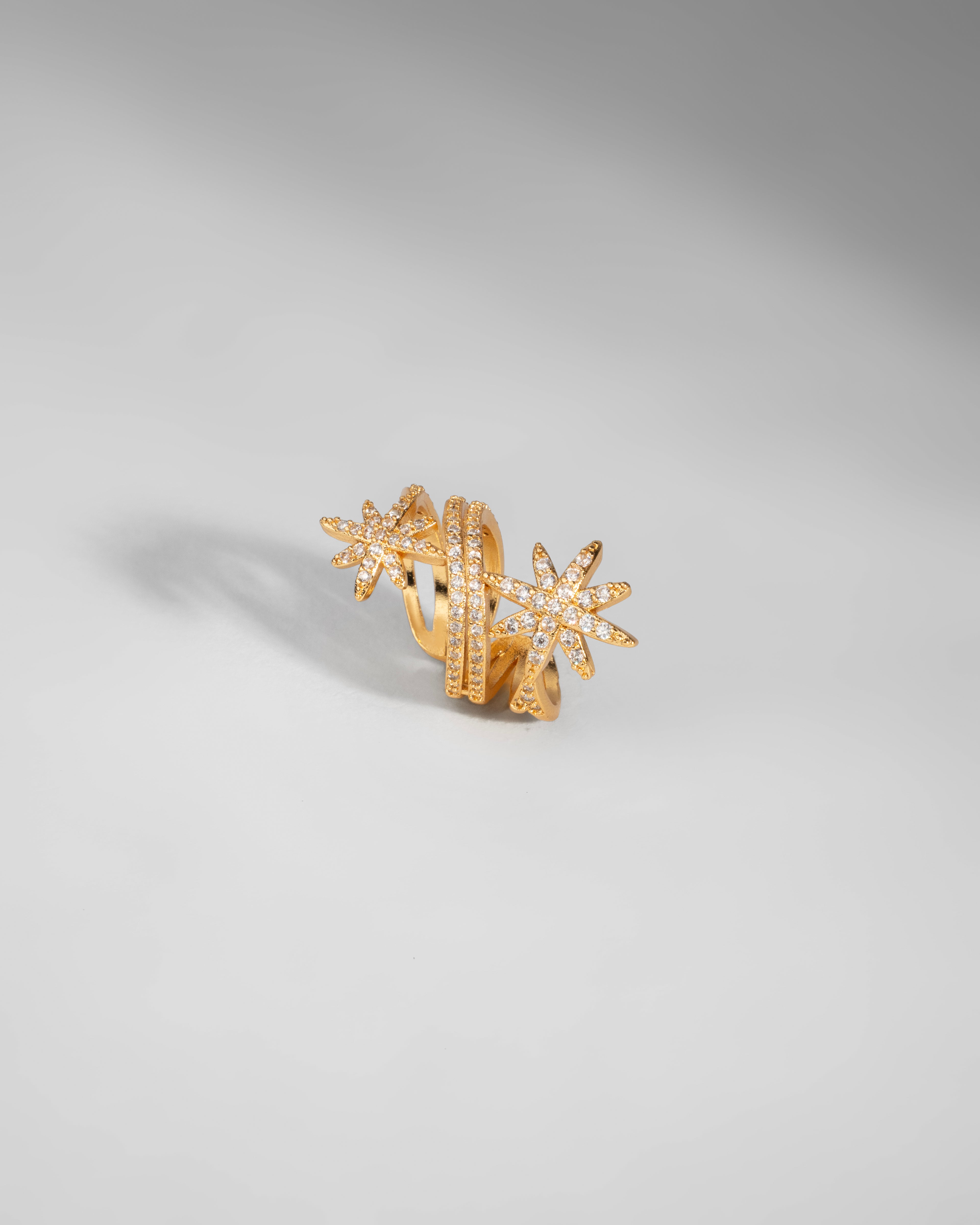 Radiant Starburst Gold Ring with Diamond Accents