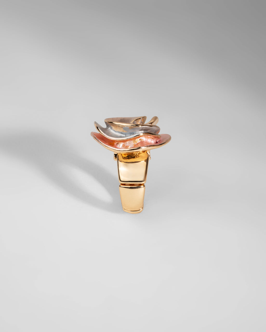Elegance Embrace: Spiral Rose Gold and Silver Statement Ring