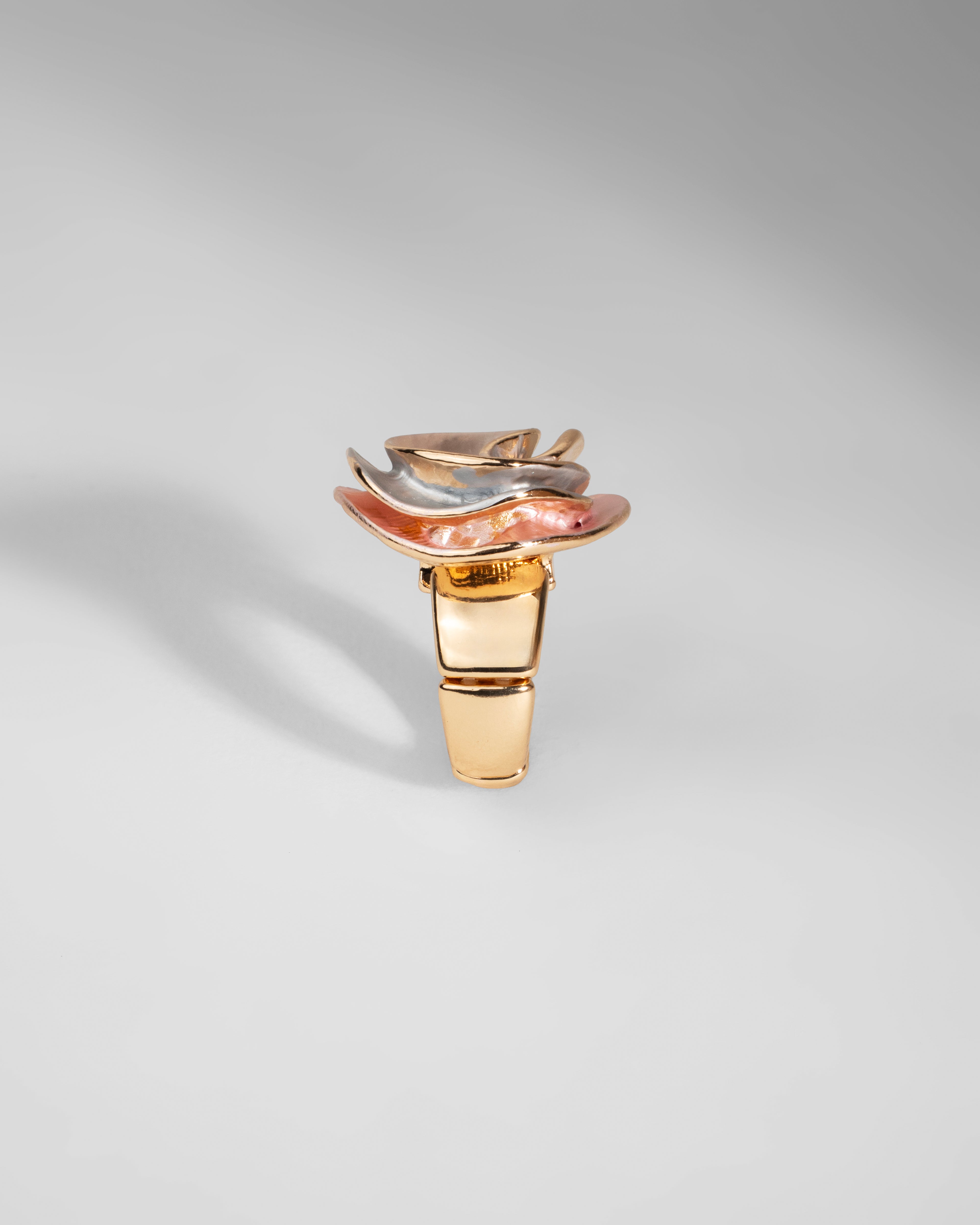 Elegance Embrace: Spiral Rose Gold and Silver Statement Ring