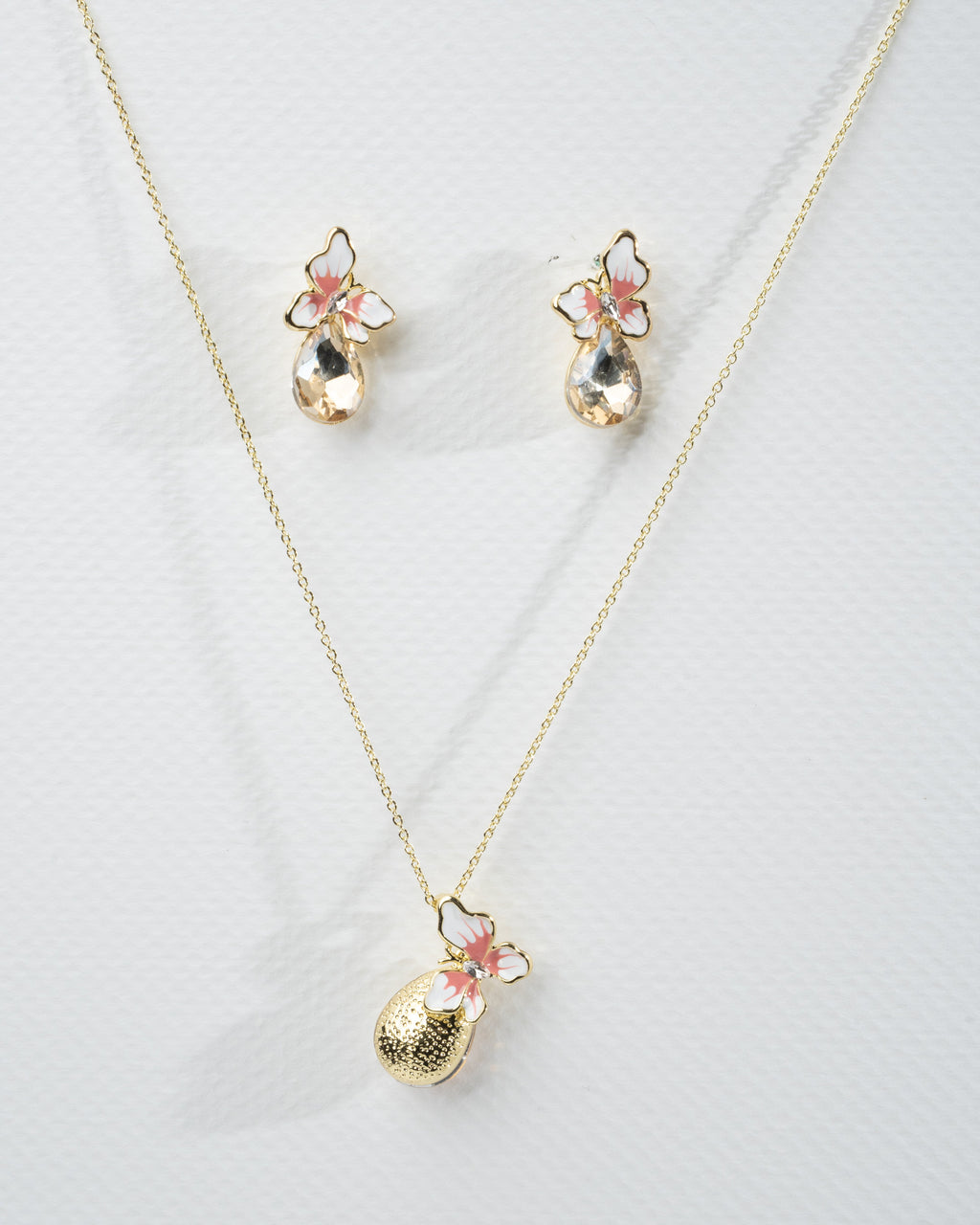 Elegant Butterfly Blossom Necklace and Earring Set