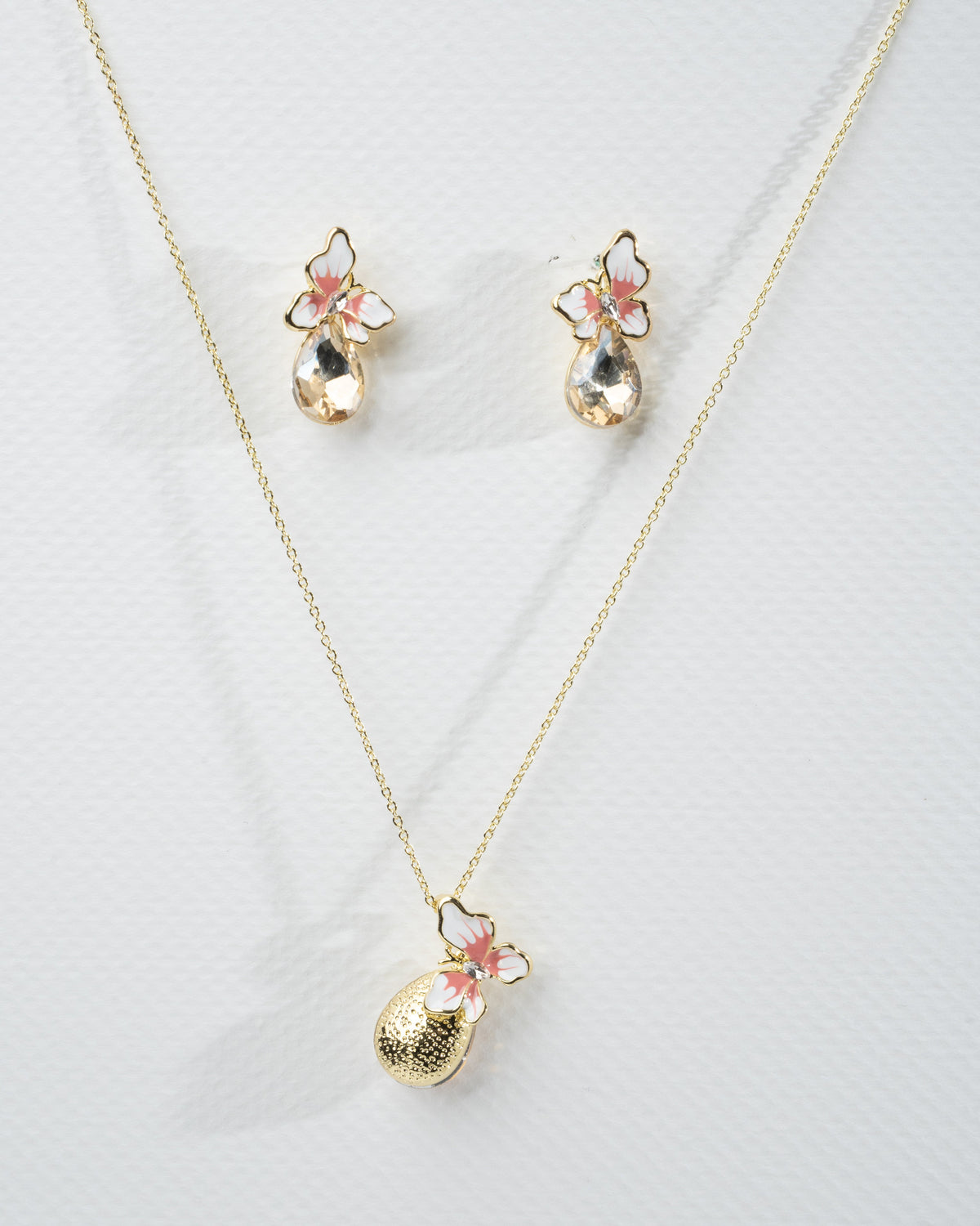 Elegant Butterfly Blossom Necklace and Earring Set