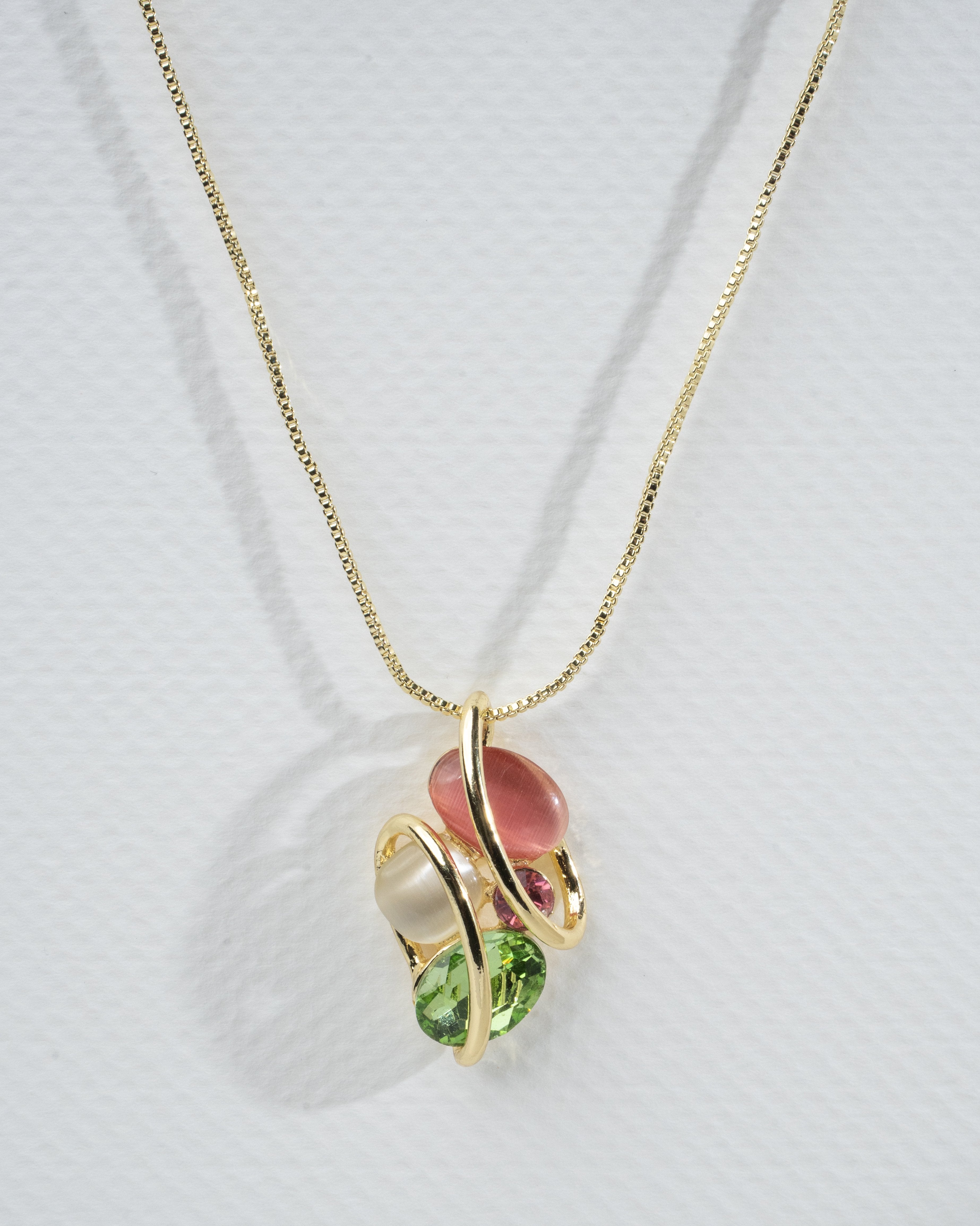 Elegant Multicolor Gemstone Necklace and Earring Set