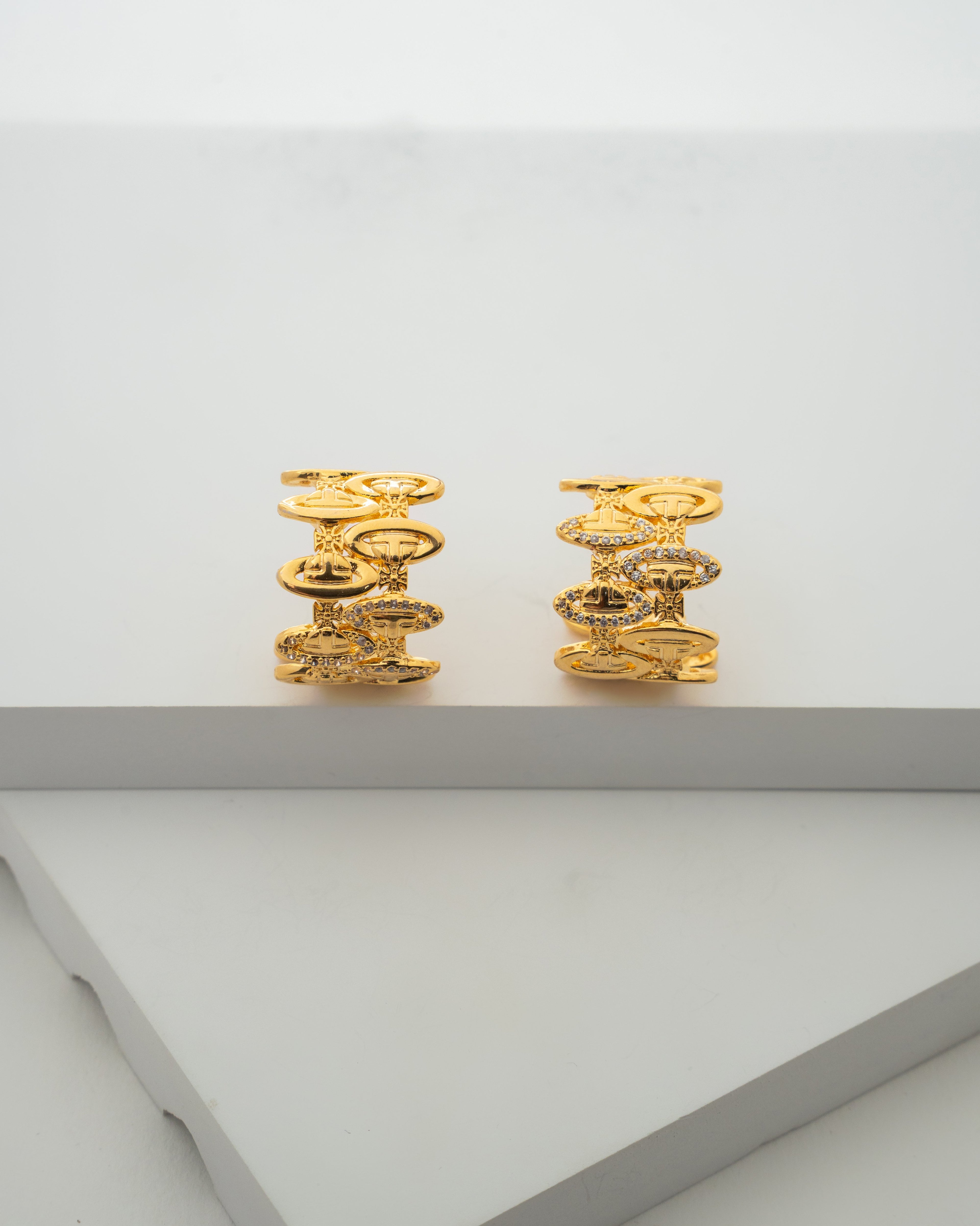 Elegant Gold Plated Crystal Hoop Earrings