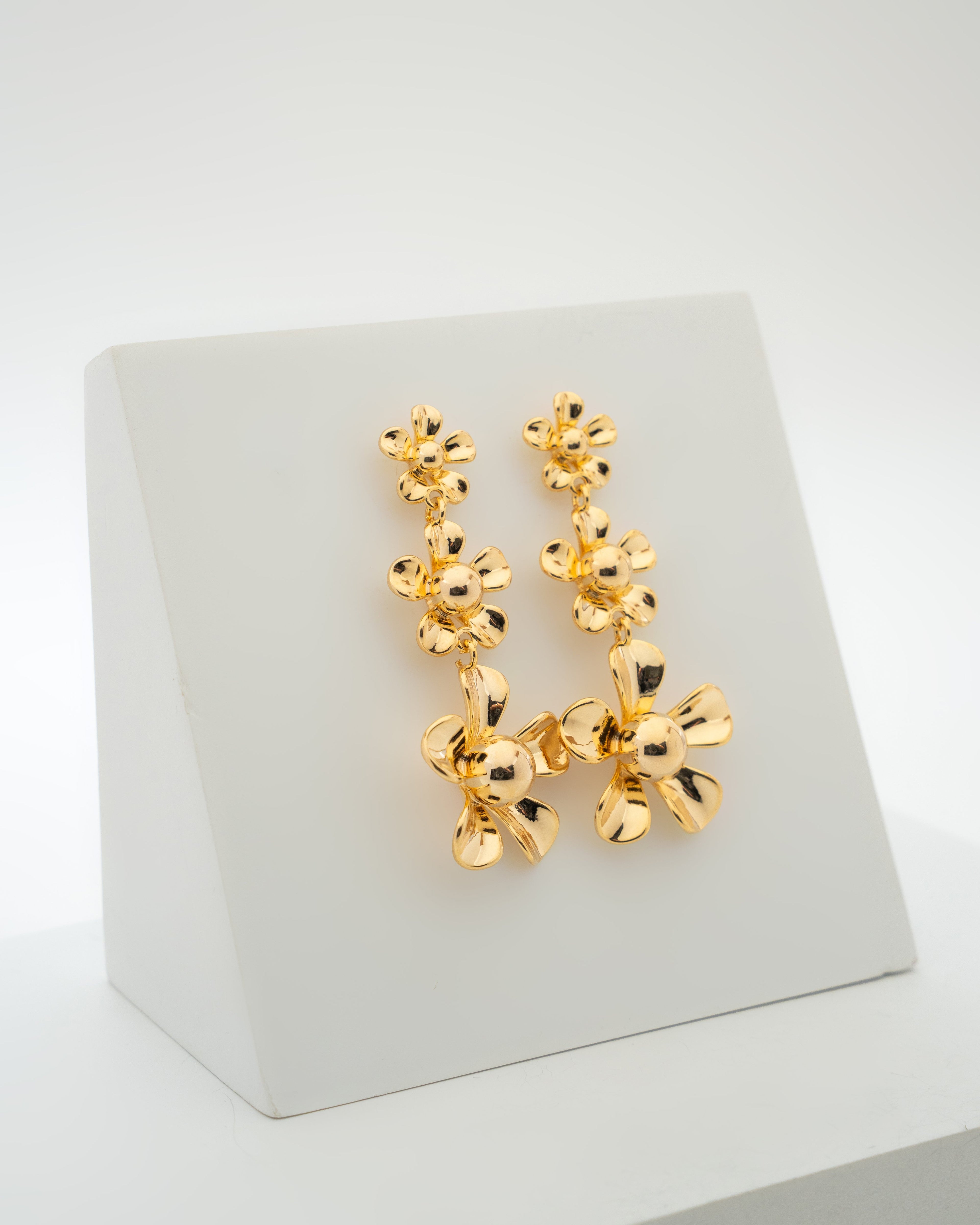 Golden Blossom Cascade Drop Earrings
