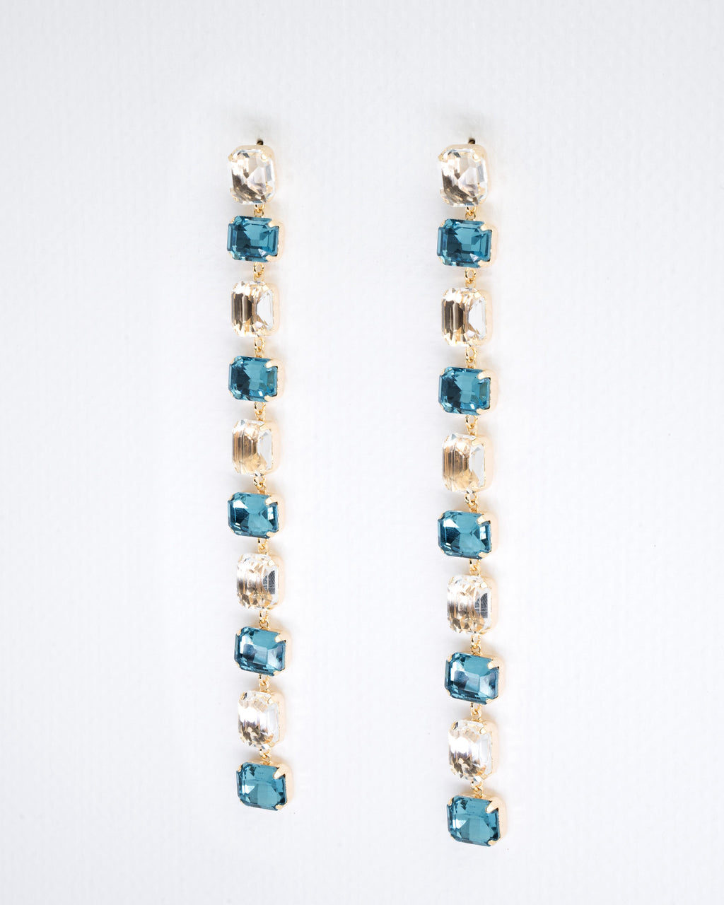 Elegant Blue and Crystal Drop Earrings