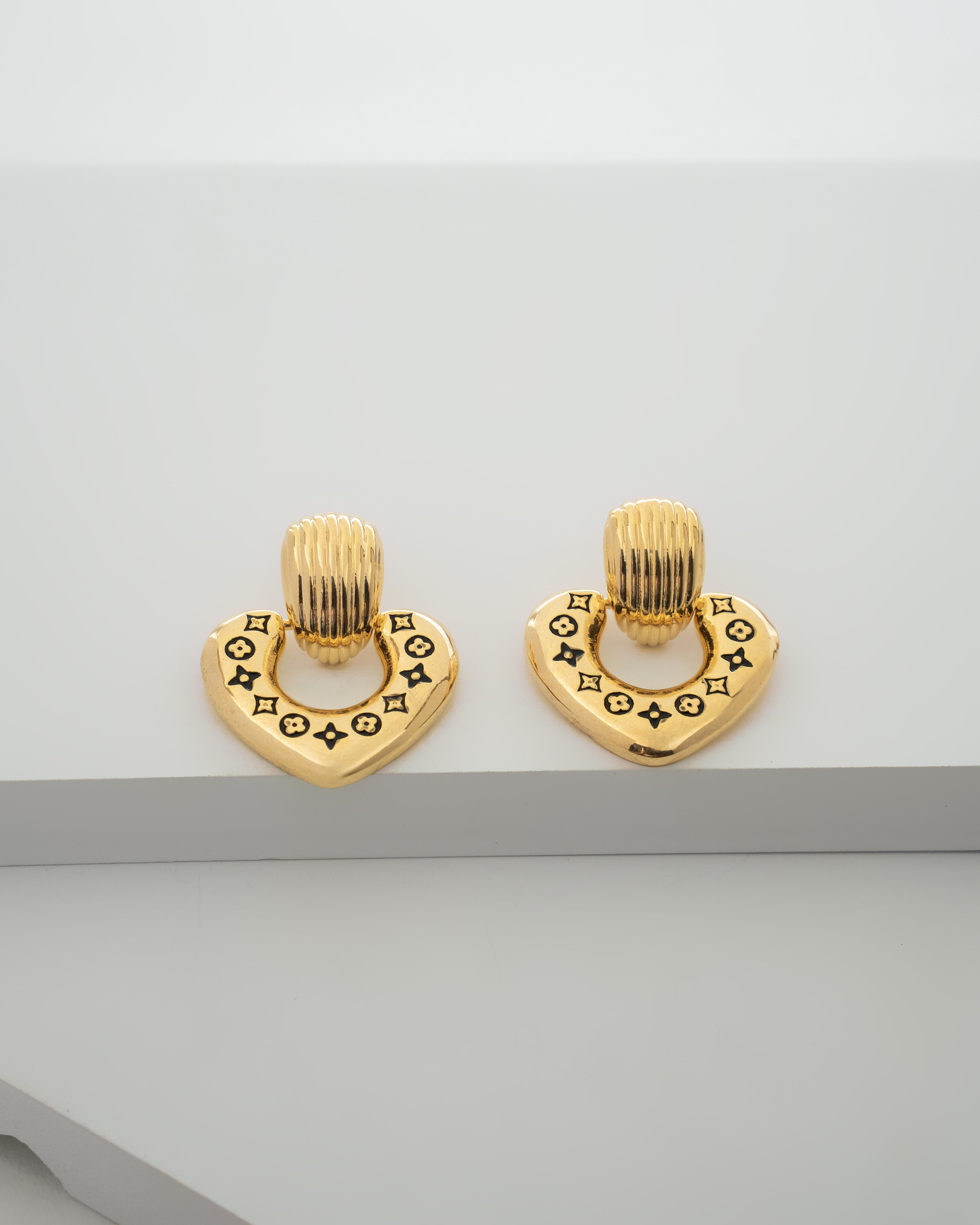 Elegant Gold-Tone Heart-Shaped Dangle Earrings