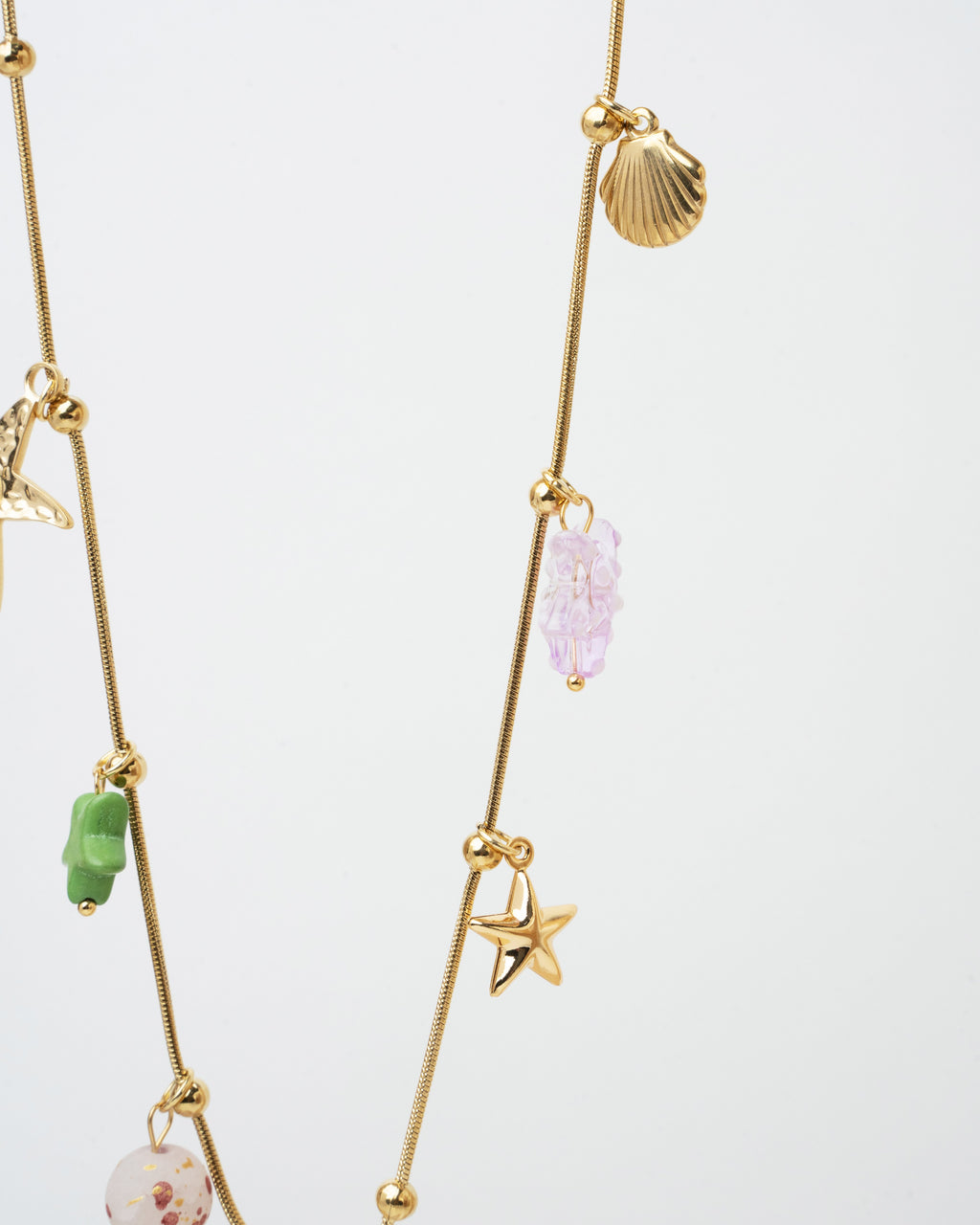 Gold-Plated Starfish Charm Necklace with Beaded Accents