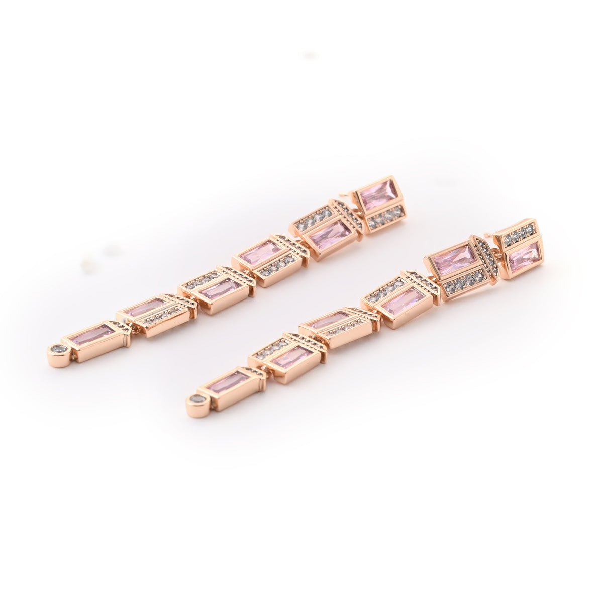 Elegant Rose Gold and Crystal Drop Earrings