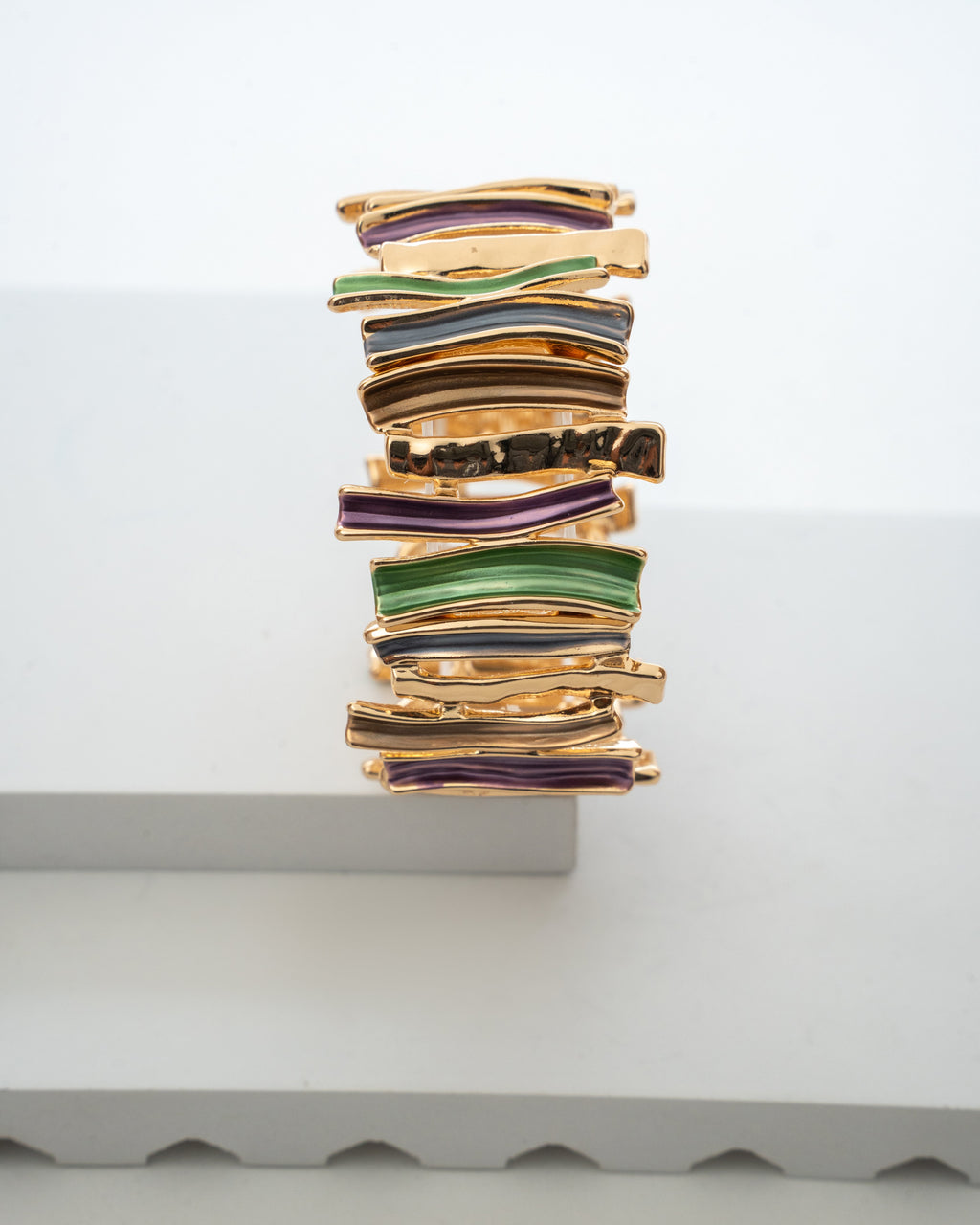 Luxurious Gold-Plated Multicolor Enamel Bracelet