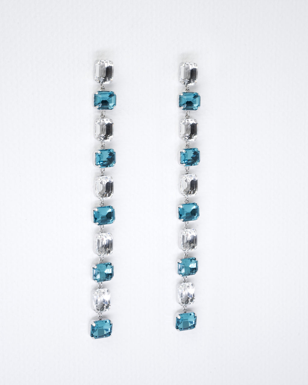 Elegant Teal and Clear Gemstone Drop Earrings