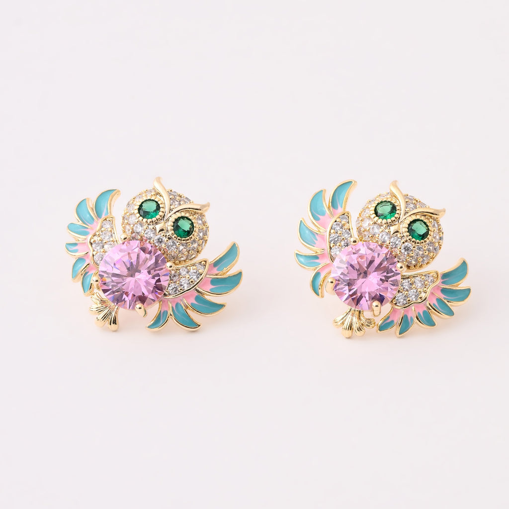 Enchanted Owl Jewel Stud Earrings