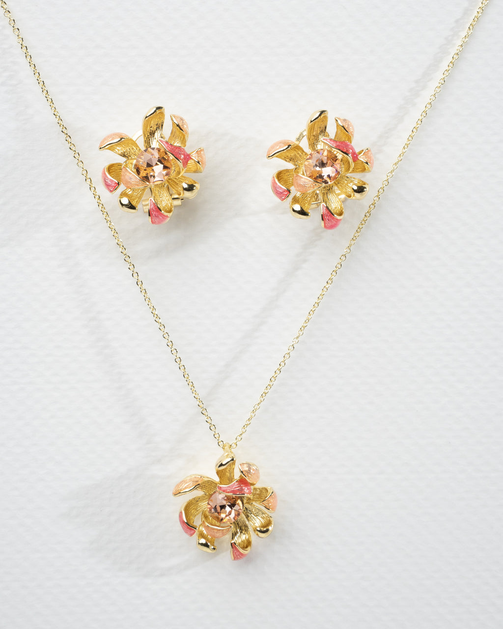 Exquisite Floral Gold-Plated Jewelry Set with Crystal Accents