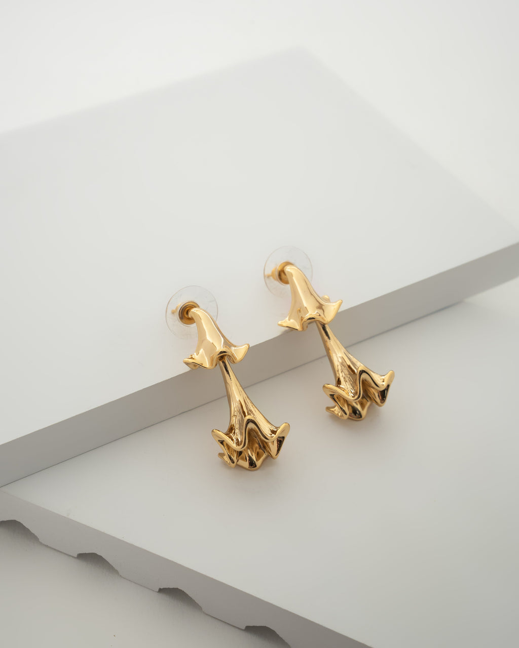 Elegance Collection: Gold-Toned Floral Drop Earrings