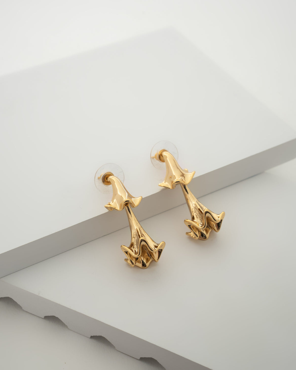 Elegance Collection: Gold-Toned Floral Drop Earrings