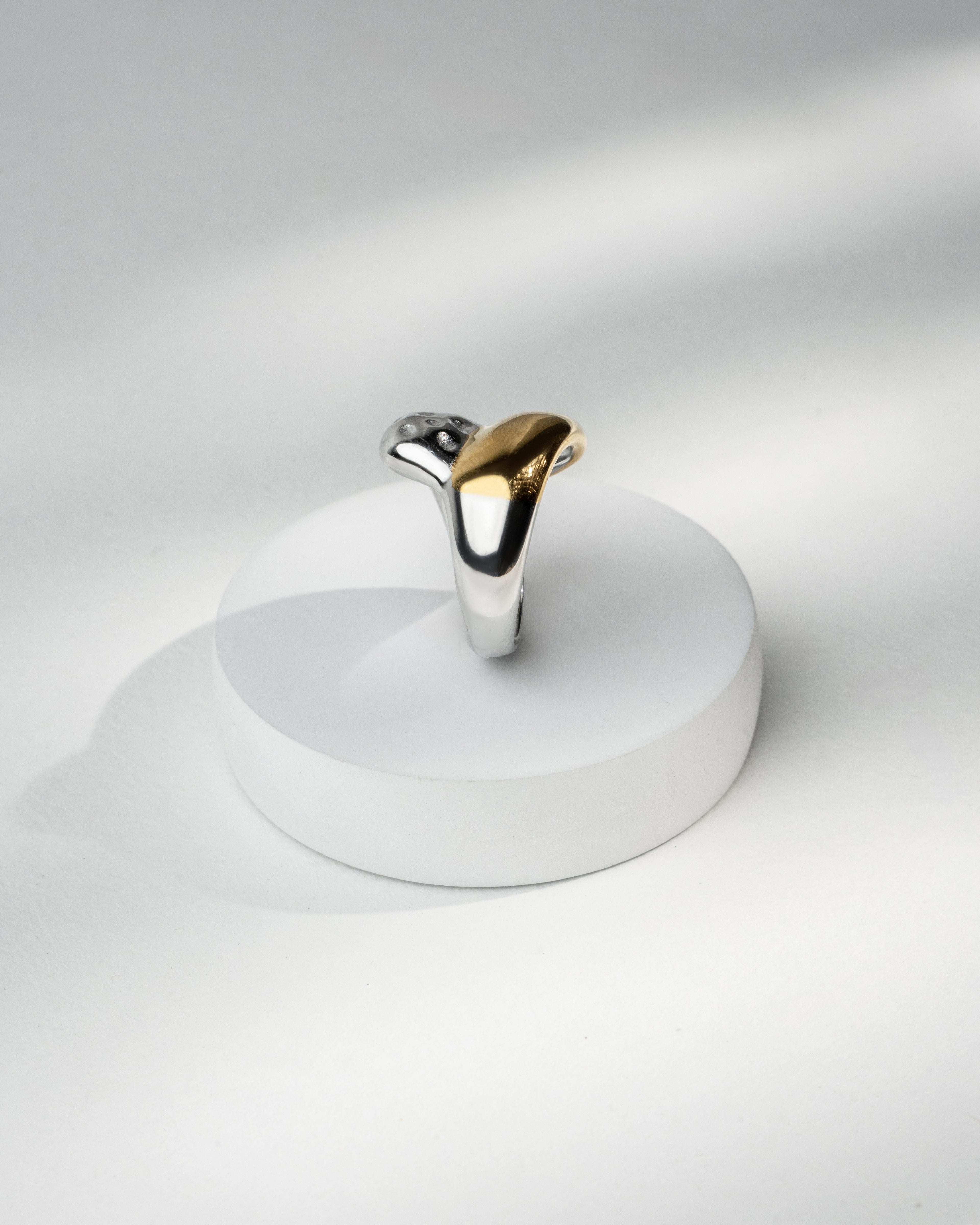 Dual-Tone Sculpted Metal Statement Ring