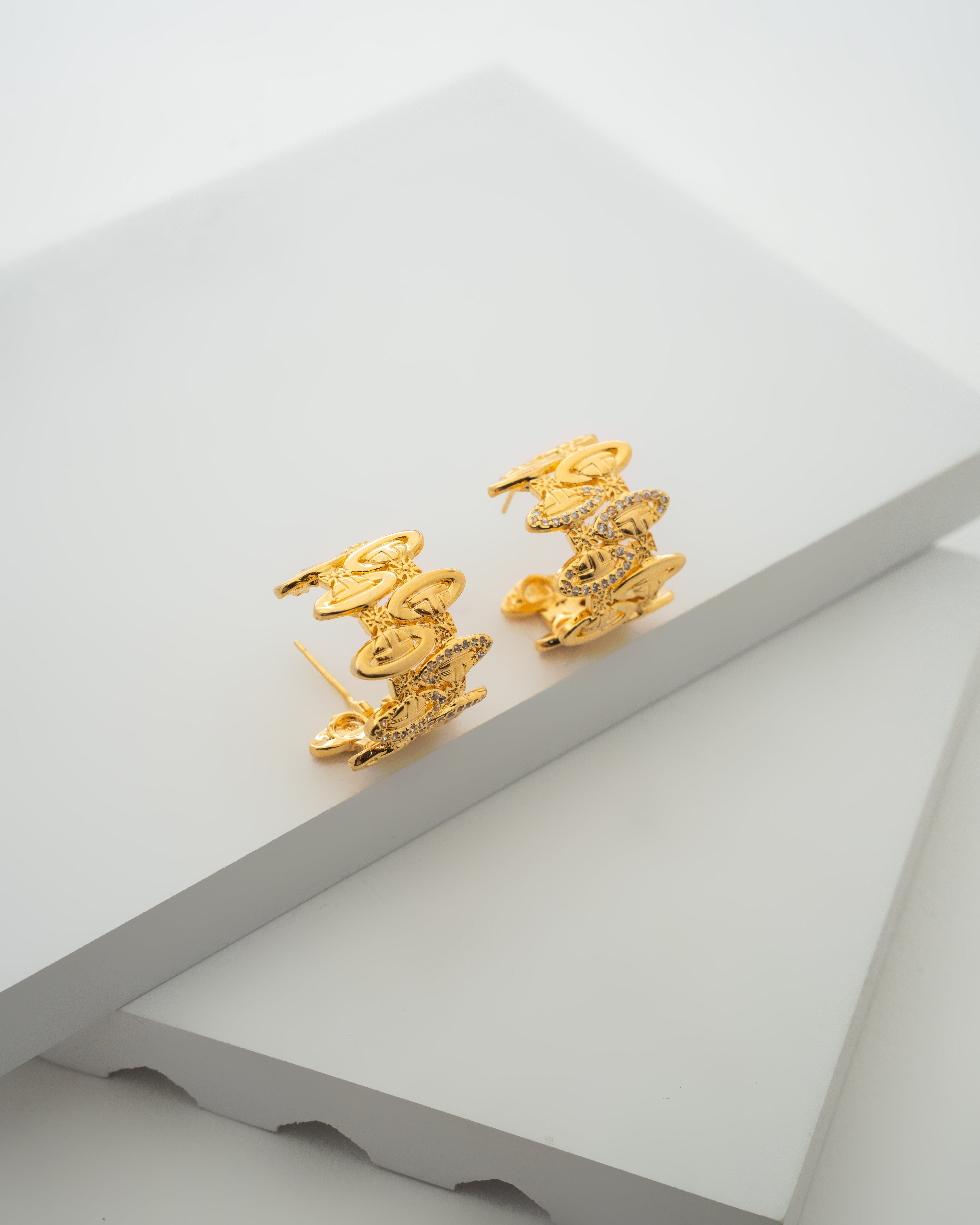 Elegant Gold Plated Crystal Hoop Earrings