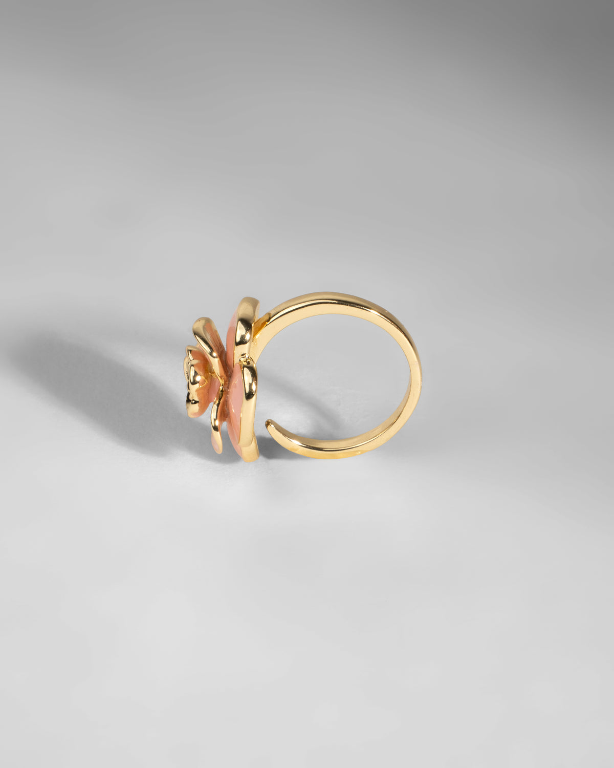 Elegant Gold-Trimmed Pink Enamel Flower Brooch