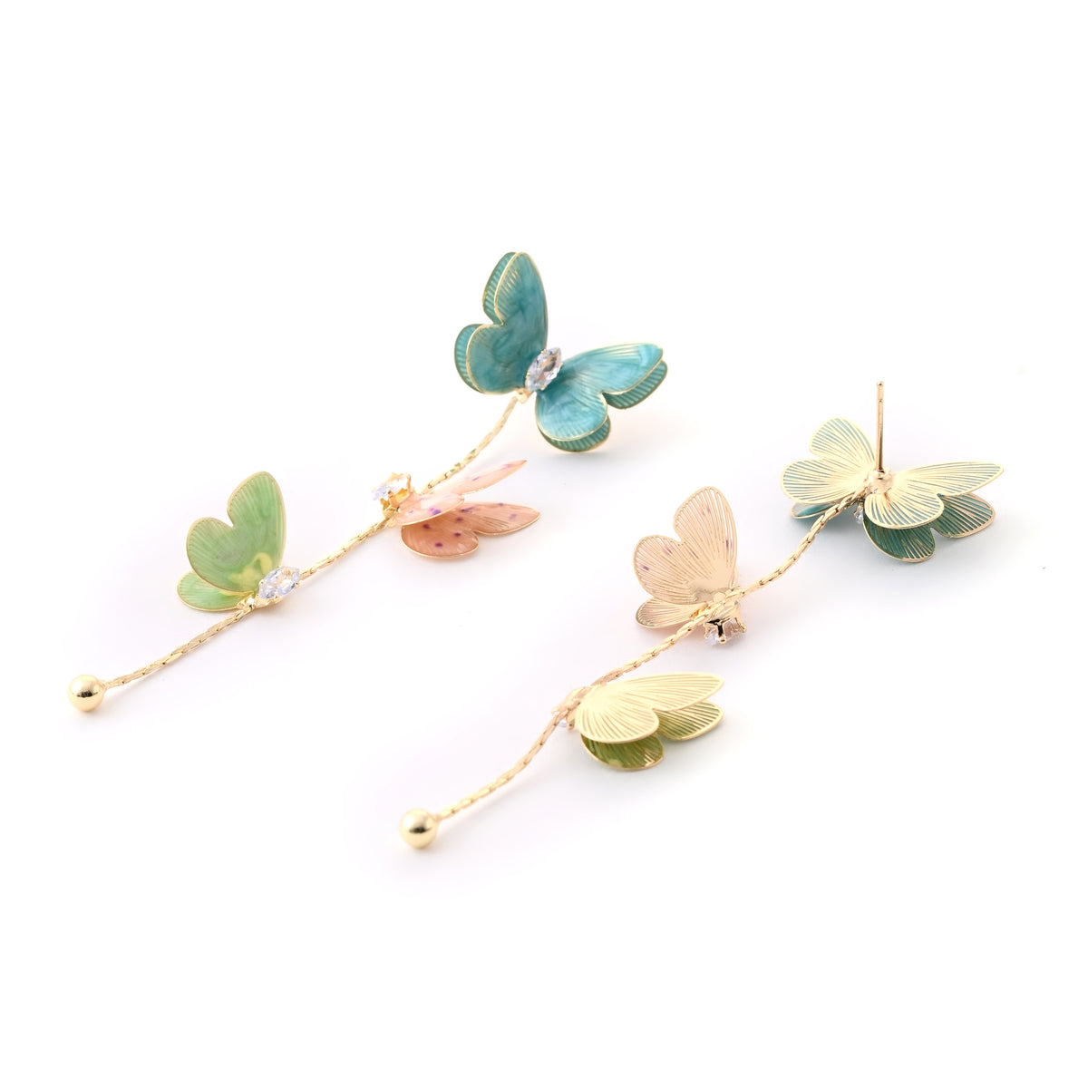 Elegant Triple Butterfly Crystal Earring