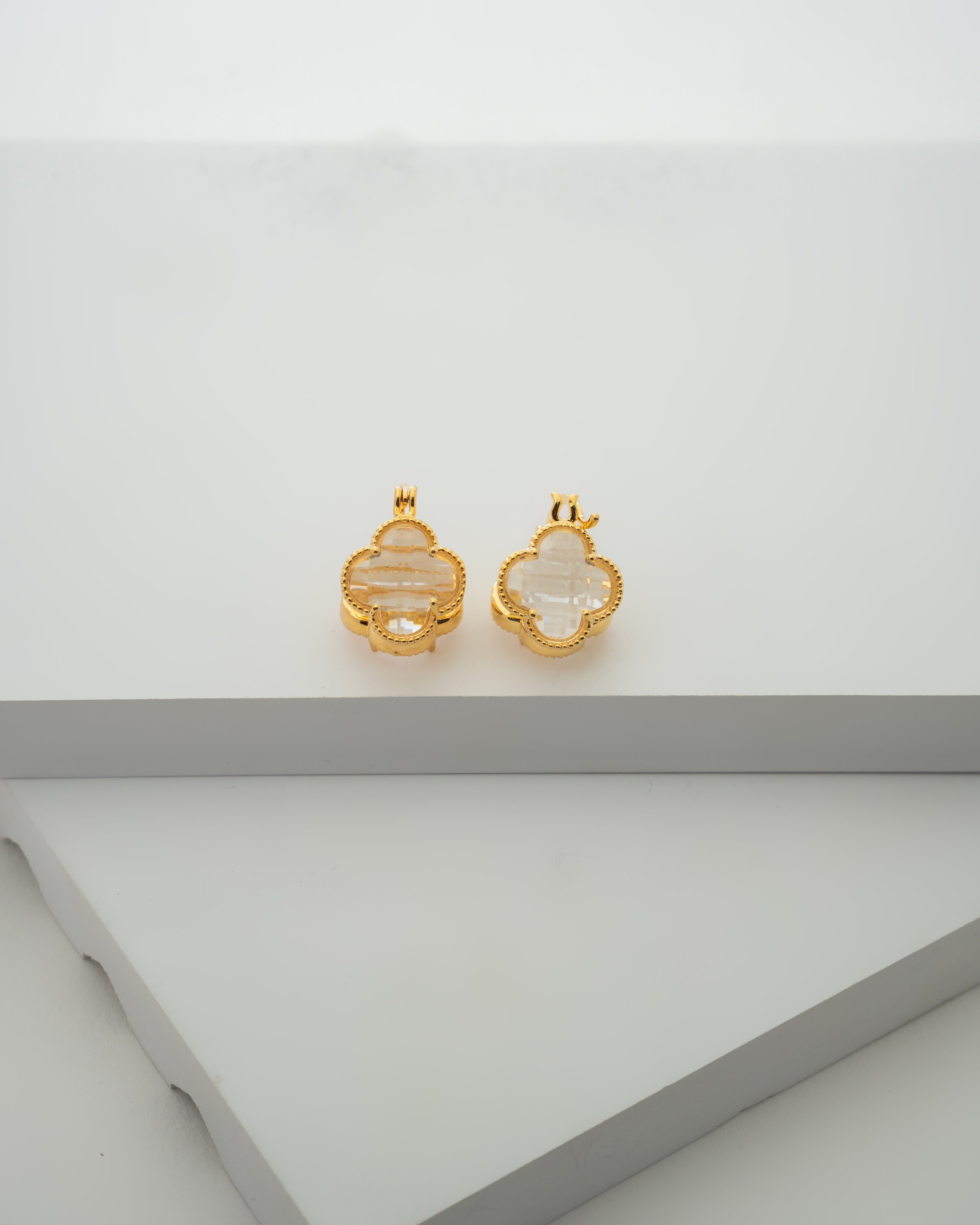 Elegant Gold-Plated Mother of Pearl Clover Earrings