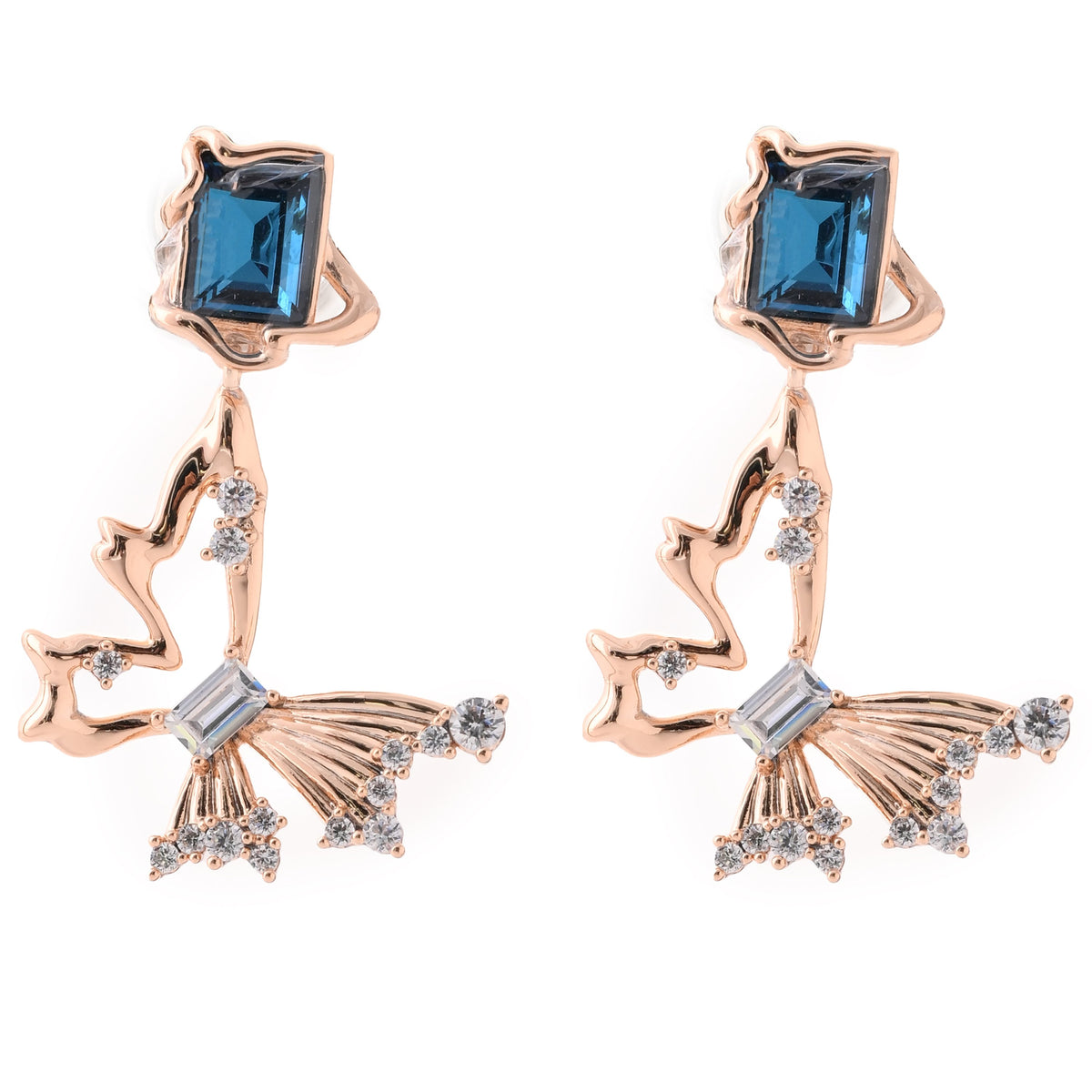 Elegant Sapphire and Diamond Rose Gold Earrings
