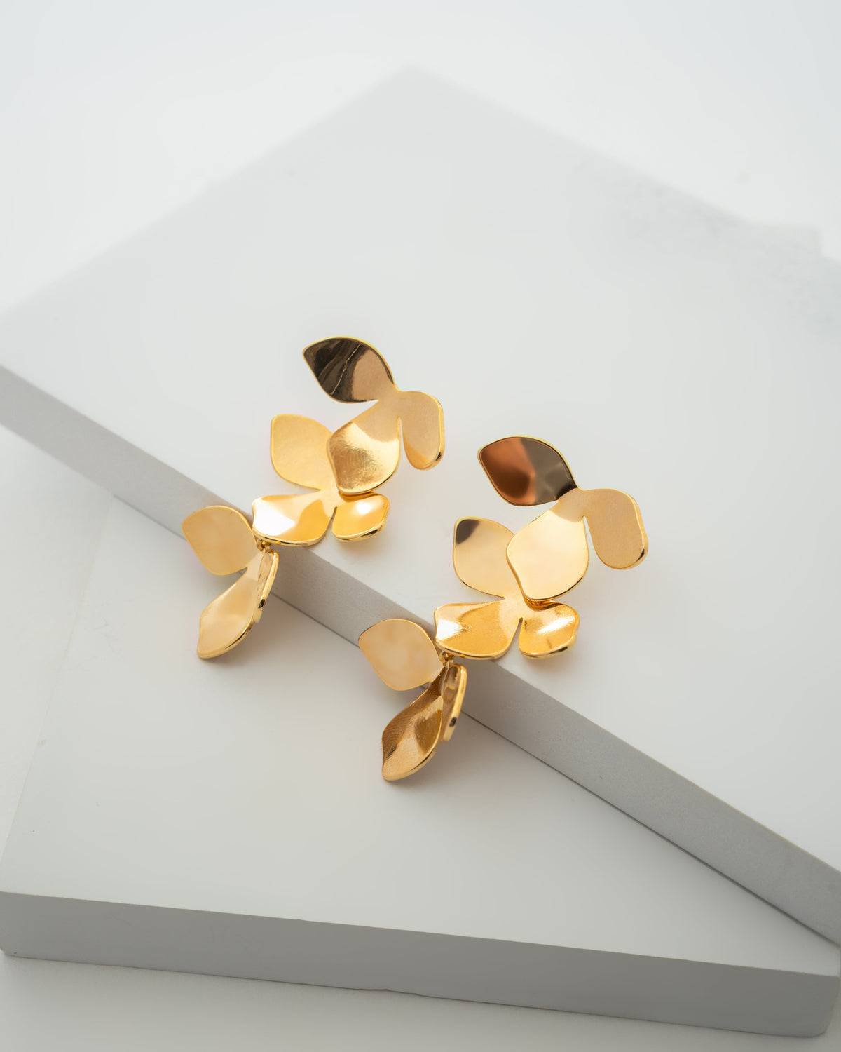 Elegant Petal Gold Plated Drop Earrings