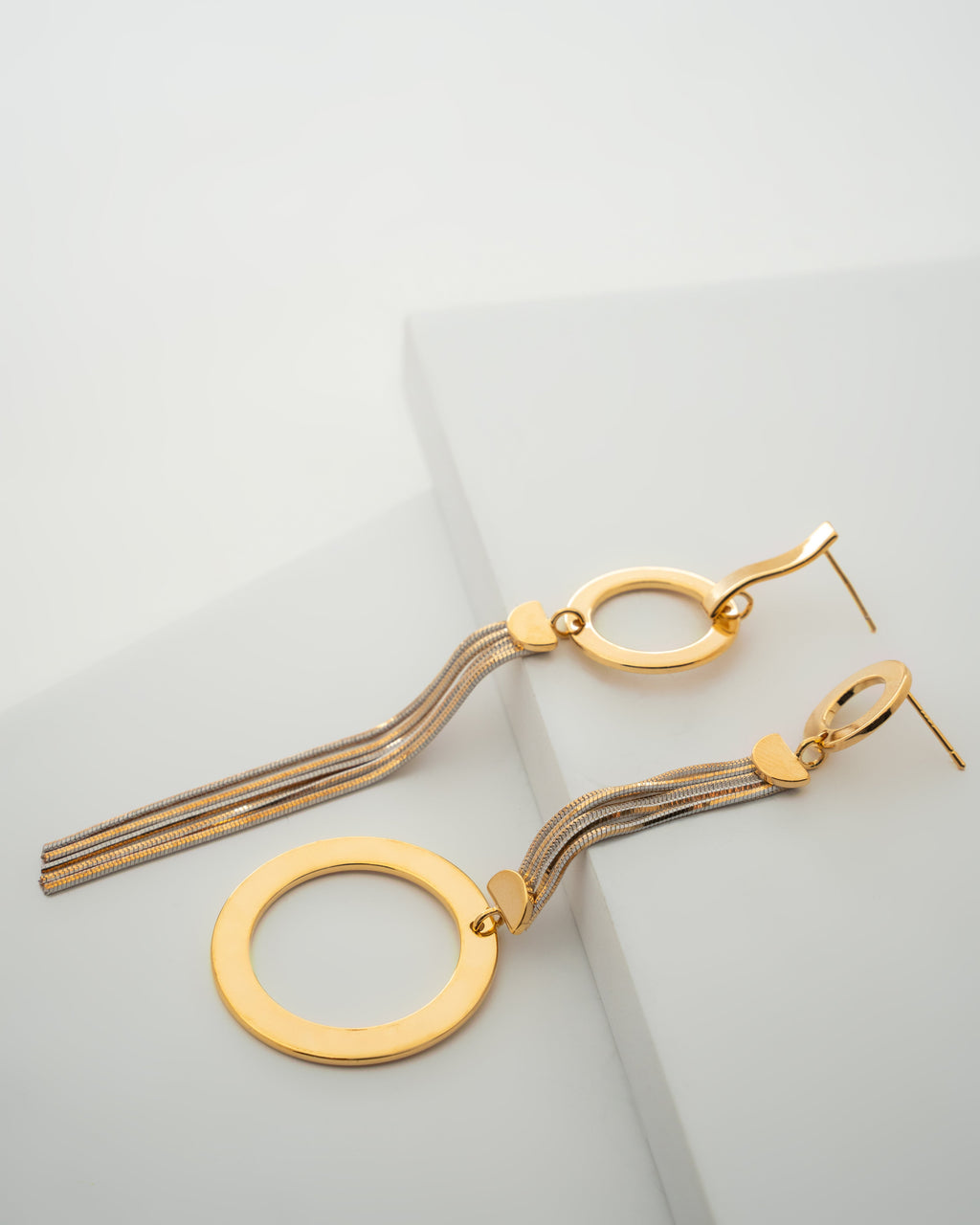 Elegant Gold Circular Tassel Earrings