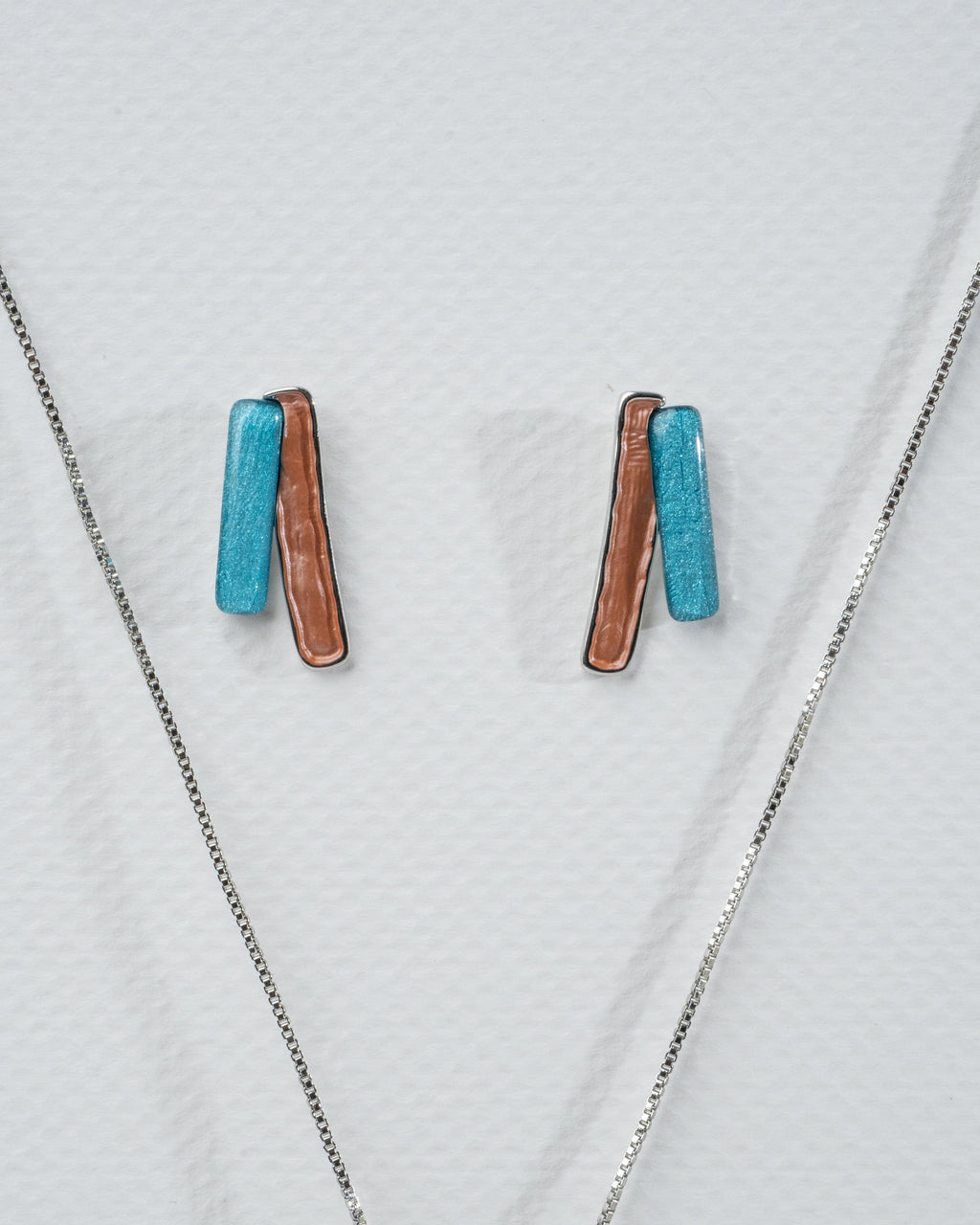 Multicolor Modern Art Necklace and Earring Set