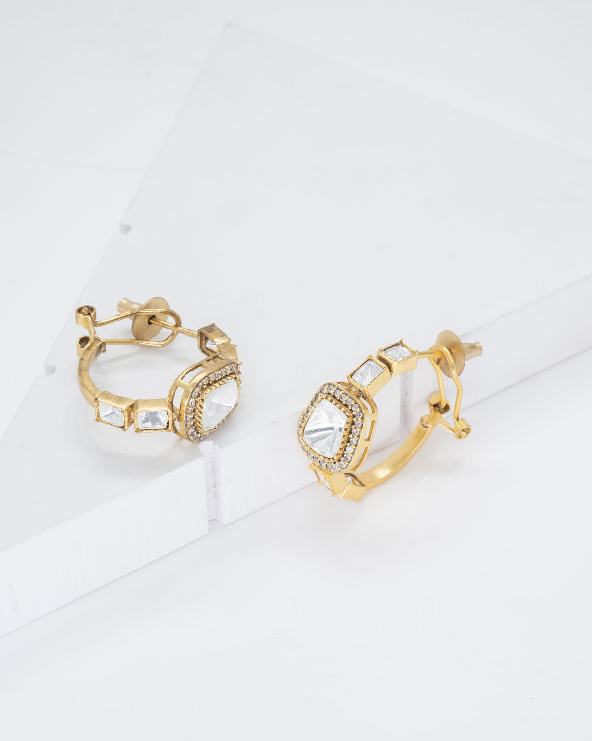 Elegant Gold-Plated Crystal Hoop Earrings