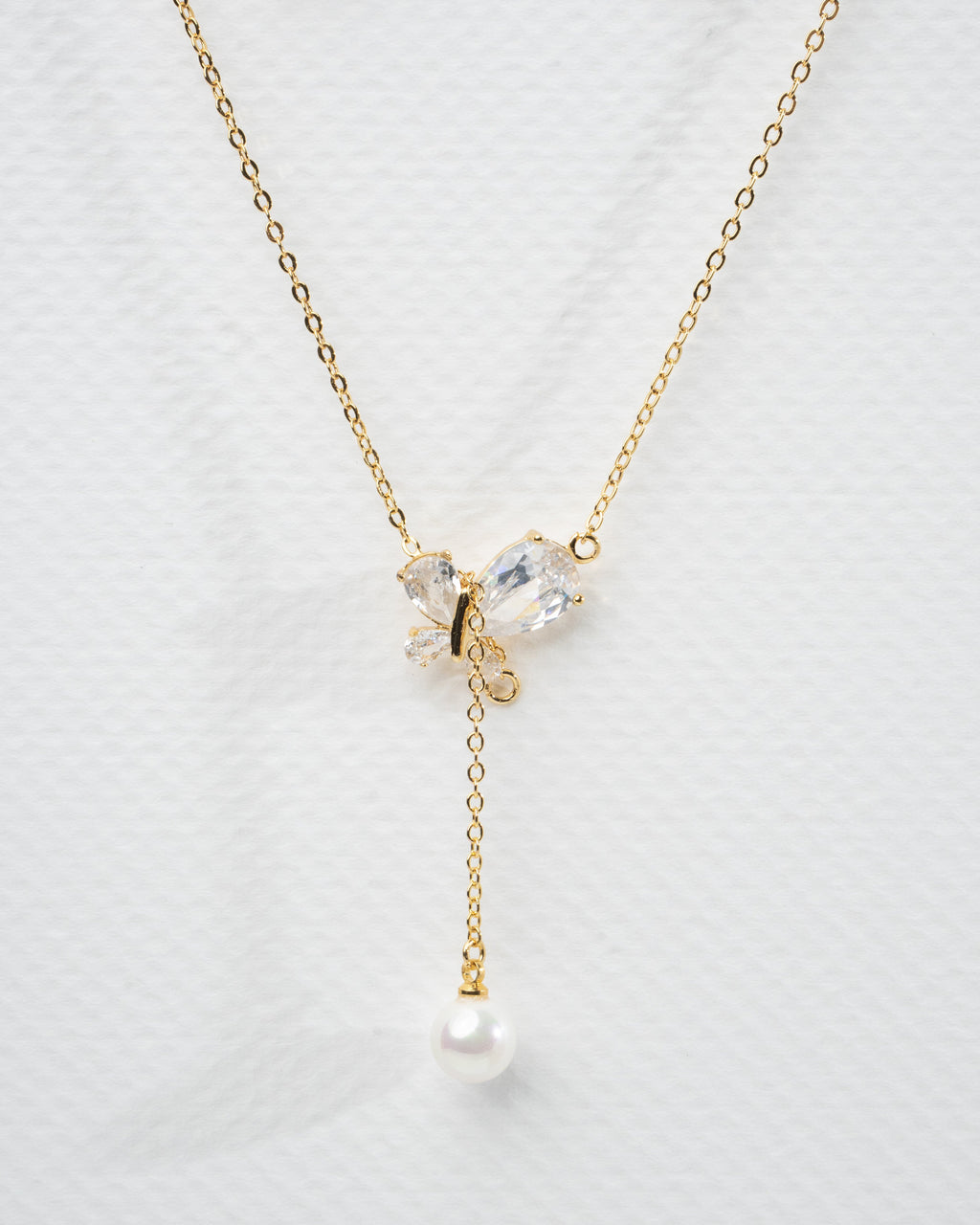 Elegant Pearl and Crystal Butterfly Jewelry Set