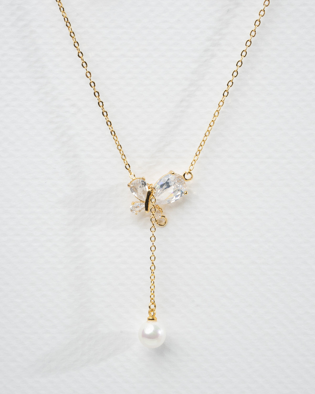 Elegant Pearl and Crystal Butterfly Jewelry Set