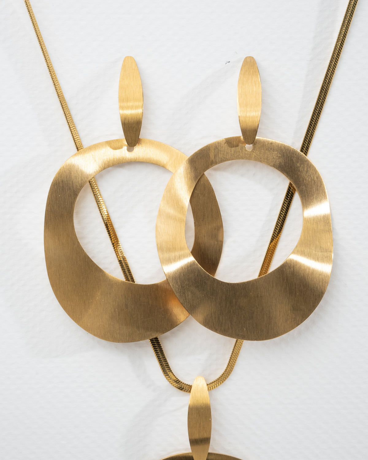 Contemporary Abstract Gold Pendant Necklace Set