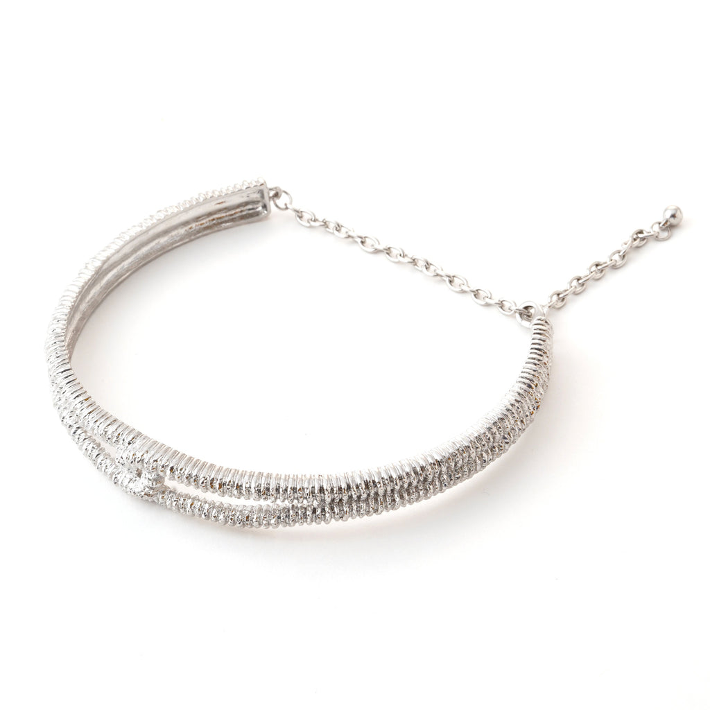 Elegant Silver Crystal Choker Necklace