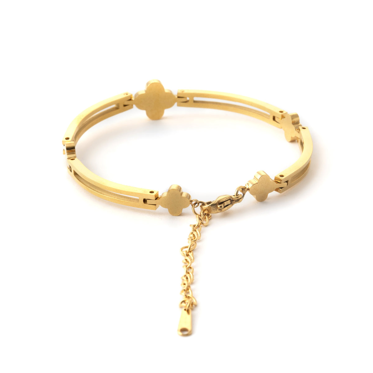 Elegant Gold Plated Clover Charm Bracelet