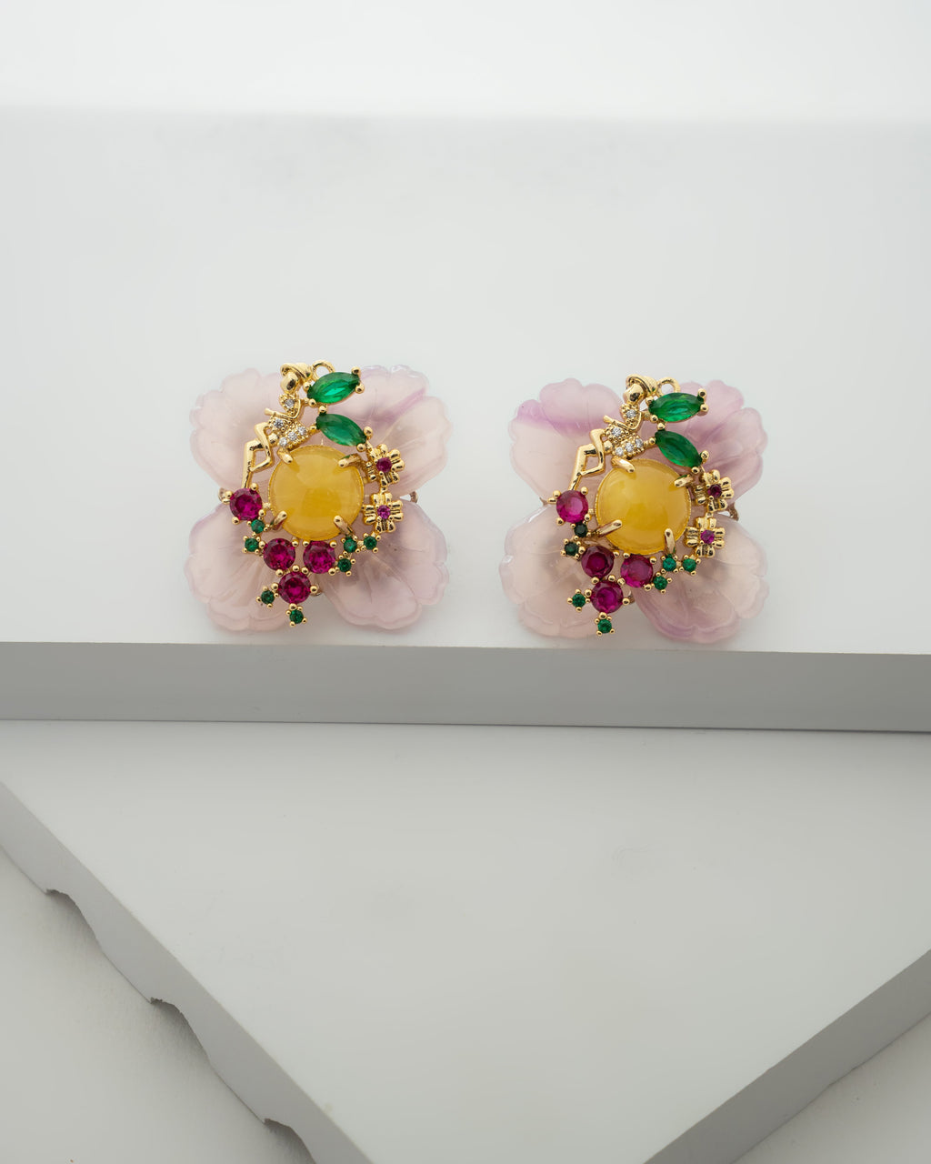 Exquisite Floral-Inspired Gemstone Earrings