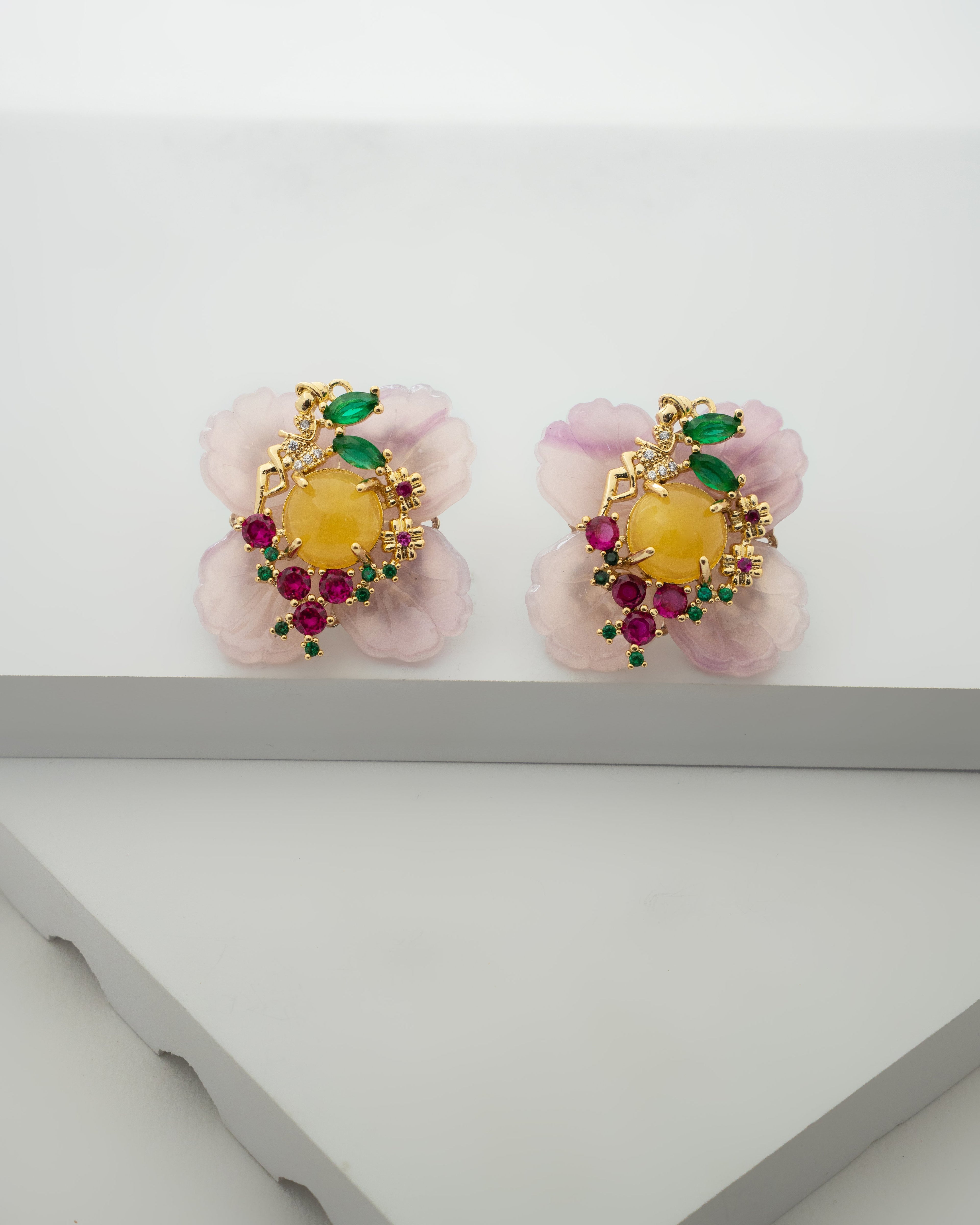 Exquisite Floral-Inspired Gemstone Earrings