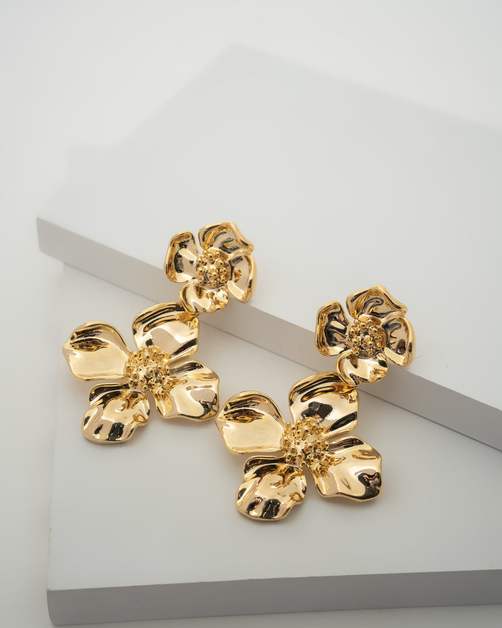 Luxurious Blossom Gold-Plated Floral Earrings