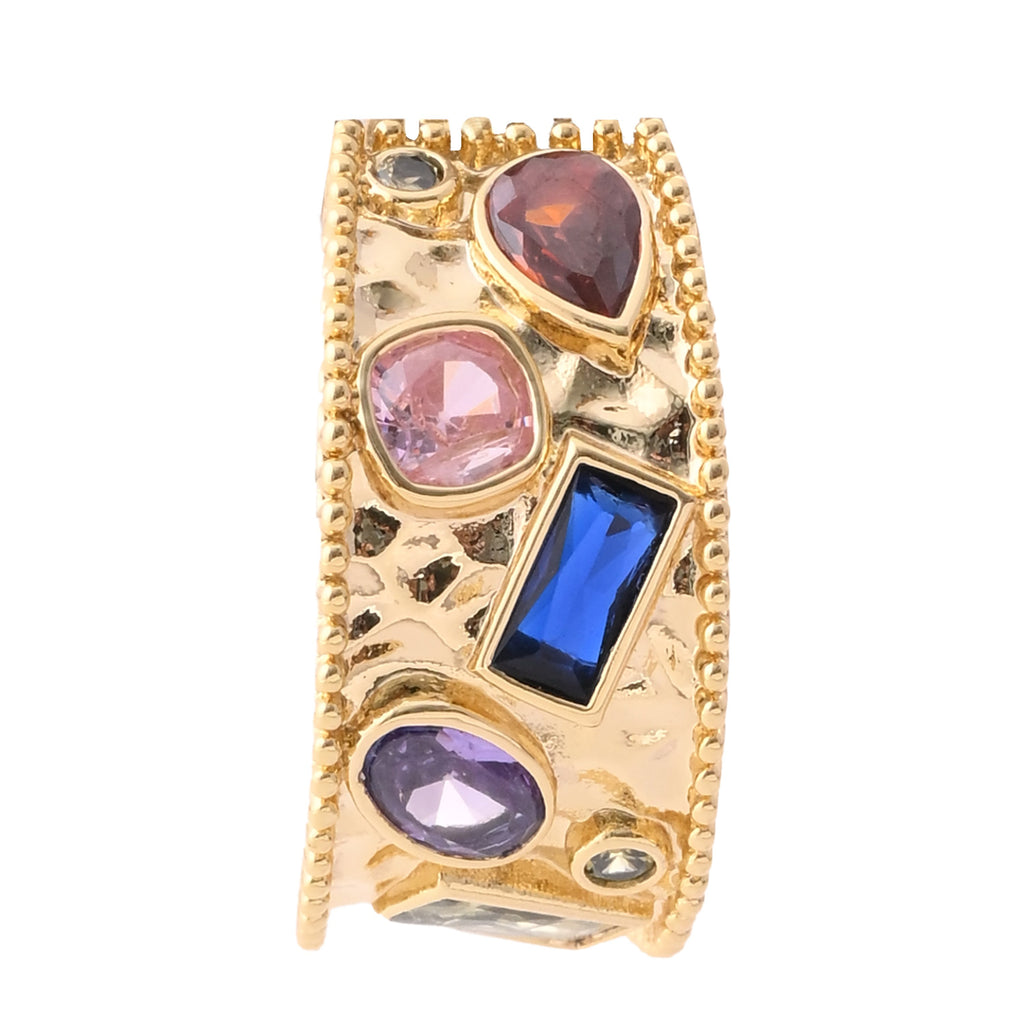Luxurious Multicolor Gemstone Gold Cocktail Earring