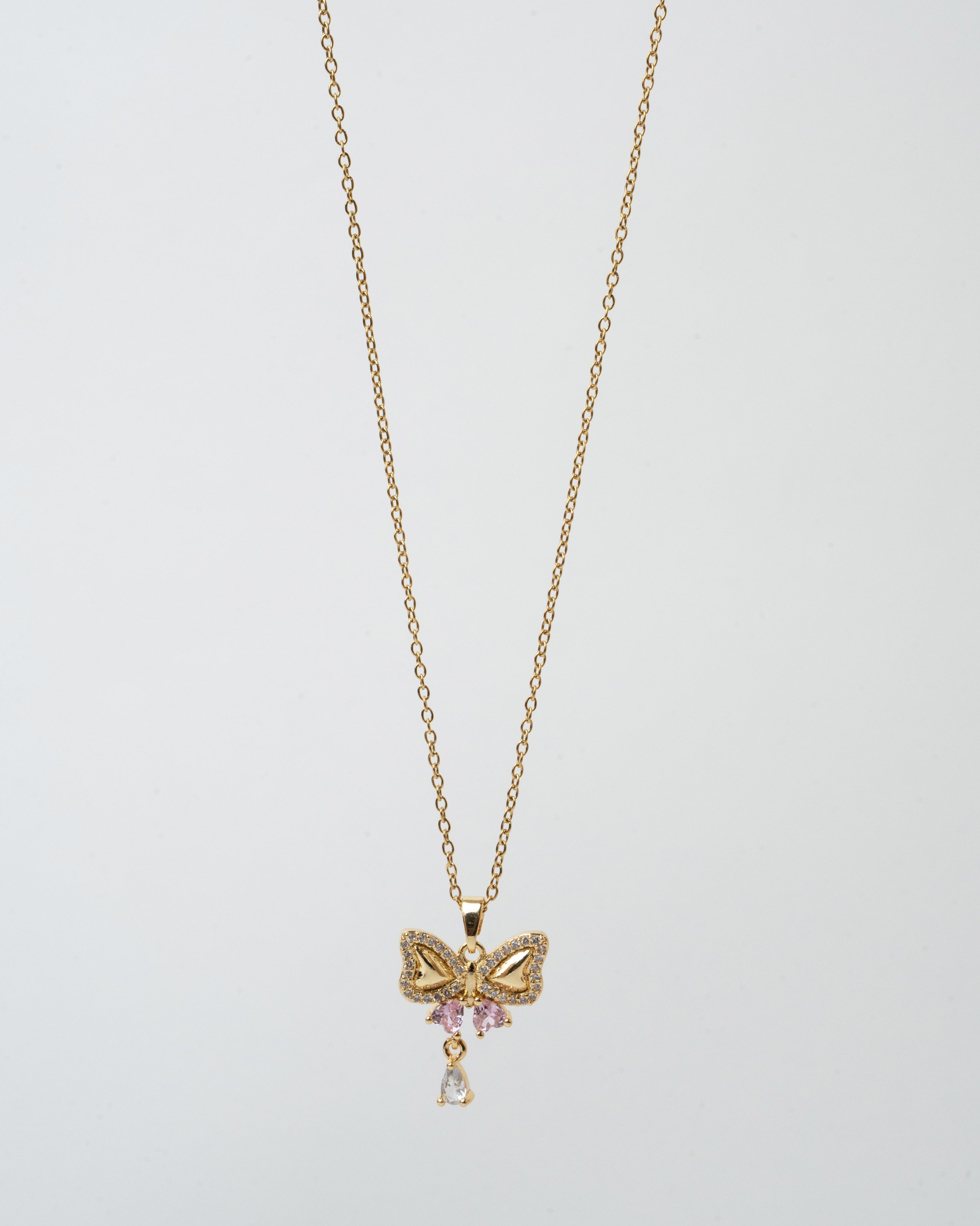 Crystal Butterfly Drop Pendant Necklace